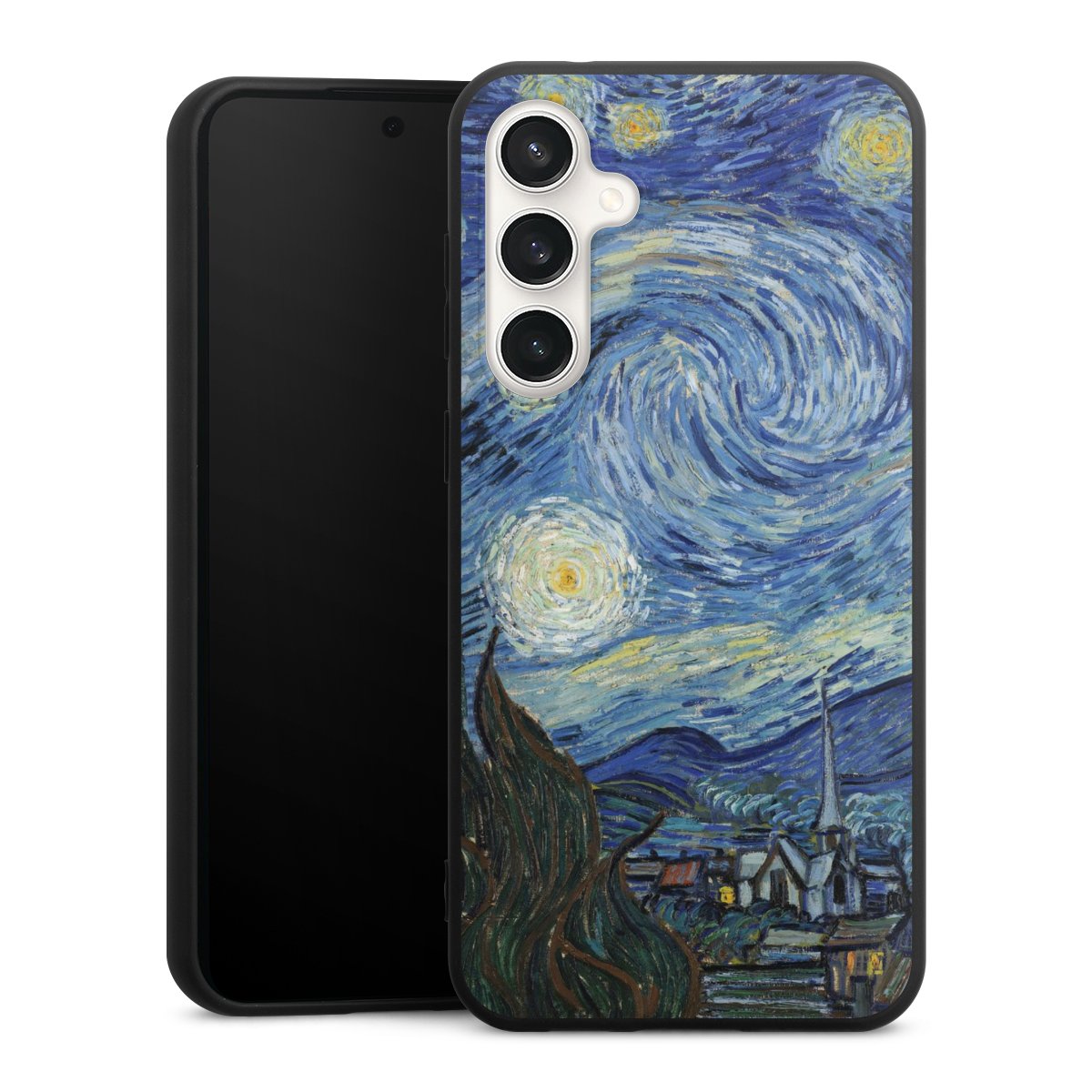 Galaxy S23 FE Handy Premium Silikon Hülle Handyhülle schwarz Case The Starry Night Kunst Vincent Van Gogh Silikon Premium Case