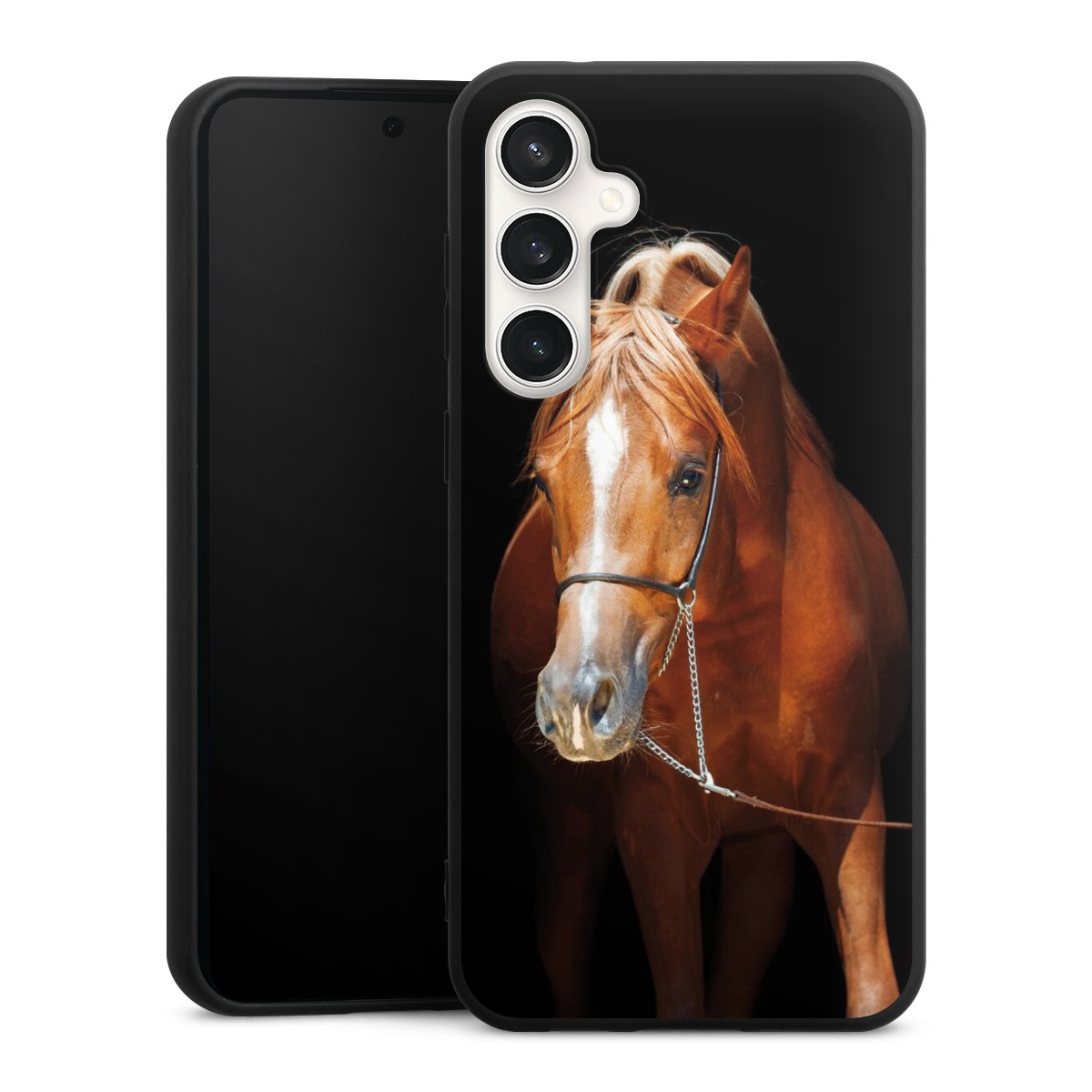 Galaxy S23 FE Handy Premium Silikon Hülle Handyhülle schwarz Case Mare Horse Hobby Silikon Premium Case