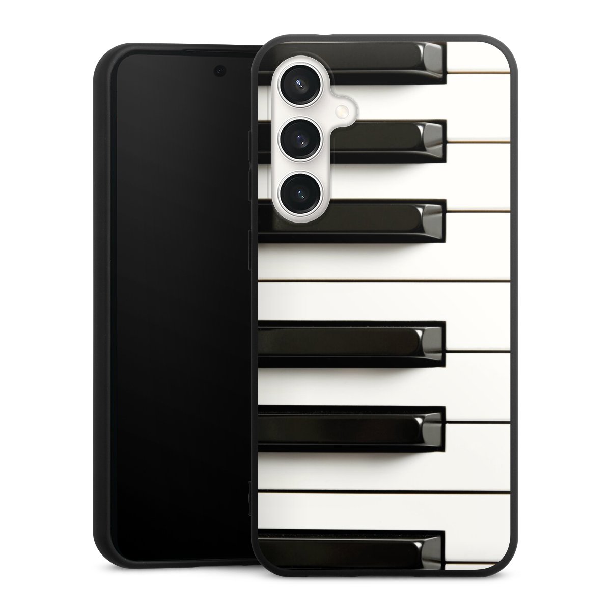 Galaxy S23 FE Handy Premium Silikon Hülle Handyhülle schwarz Case Klavier Piano Music Silikon Premium Case