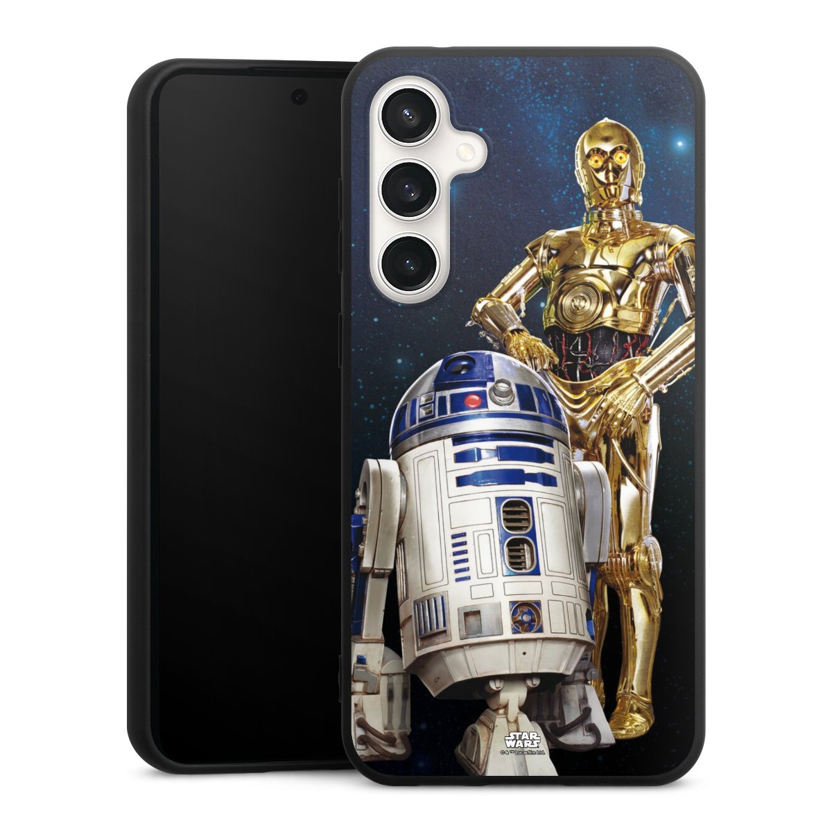 Galaxy S23 FE Handy Premium Silikon Hülle Handyhülle schwarz Case Weltall Star Wars R2d2 Silikon Premium Case