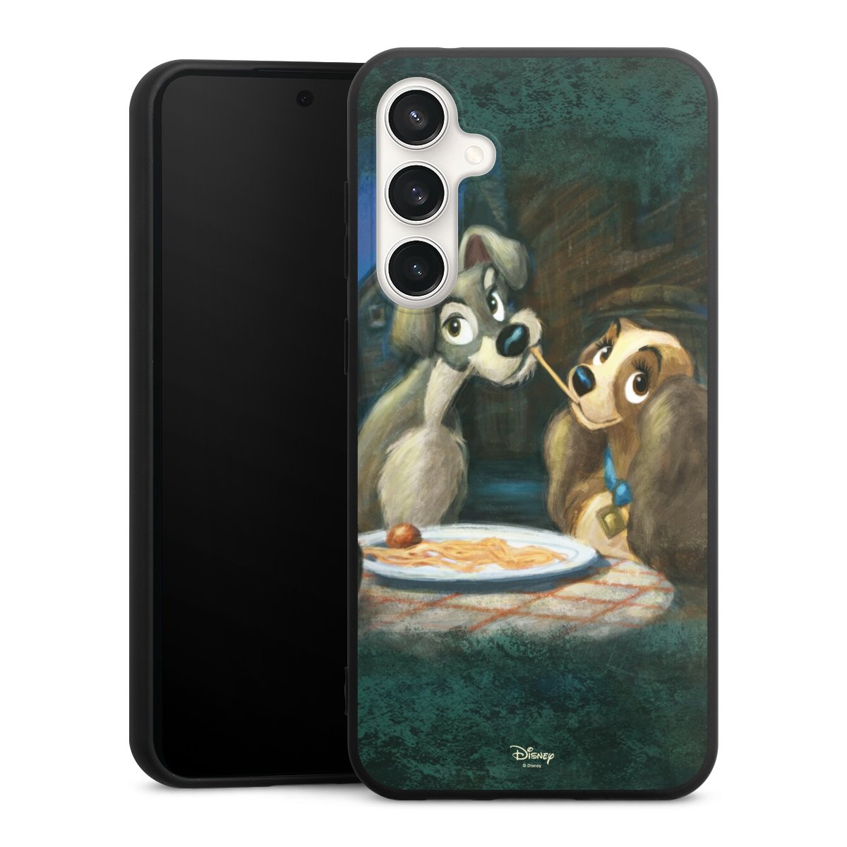 Galaxy S23 FE Handy Premium Silikon Hülle Handyhülle schwarz Case Lady And The Tramp Official Licensed Product Disney Silikon Premium Case