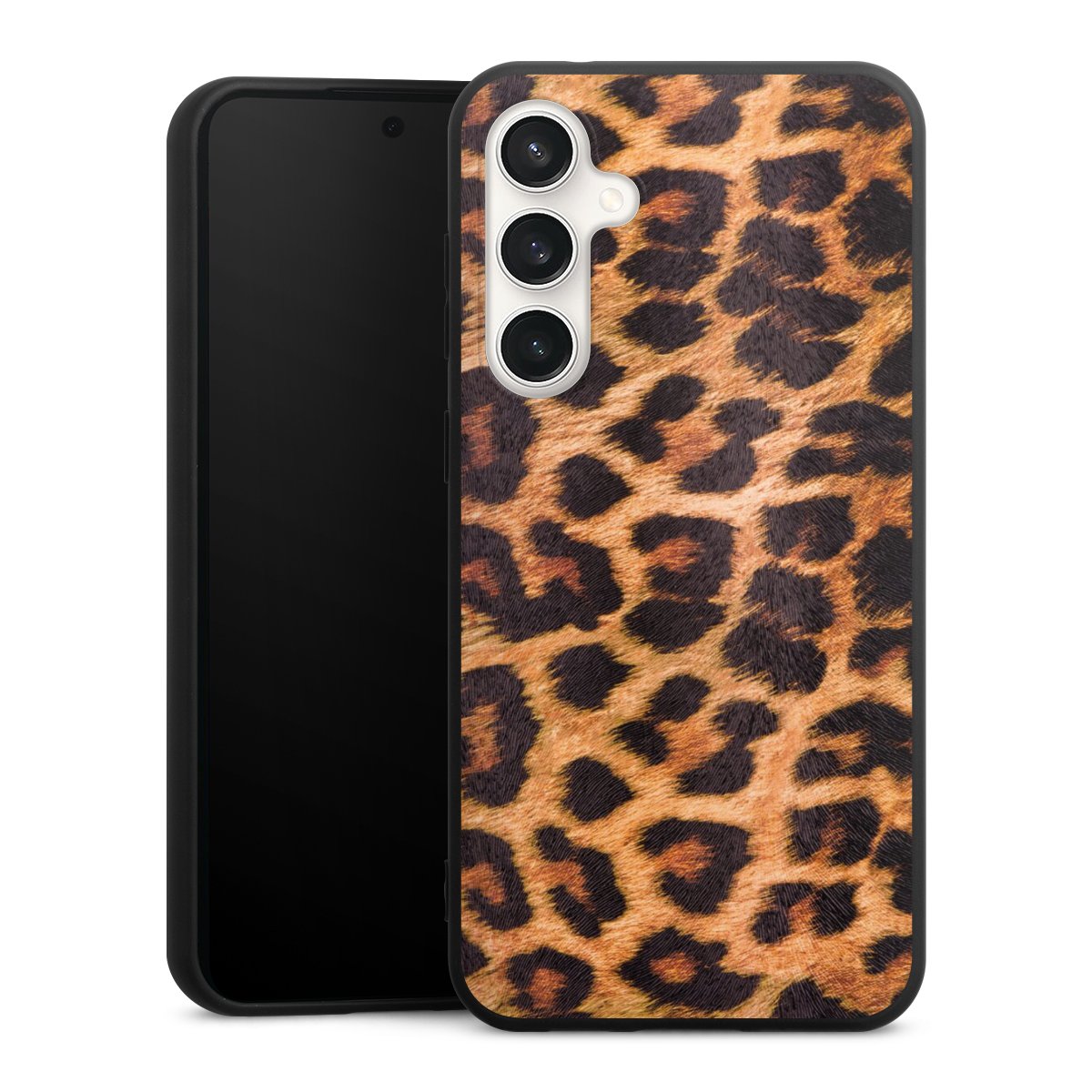 Galaxy S23 FE Handy Premium Silikon Hülle Handyhülle schwarz Case Animal Print Leopard Fur Silikon Premium Case