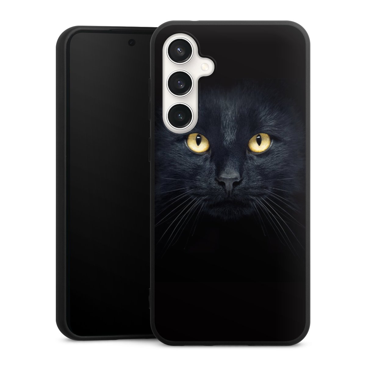 Galaxy S23 FE Handy Premium Silikon Hülle Handyhülle schwarz Case Eye Cat Black Silikon Premium Case