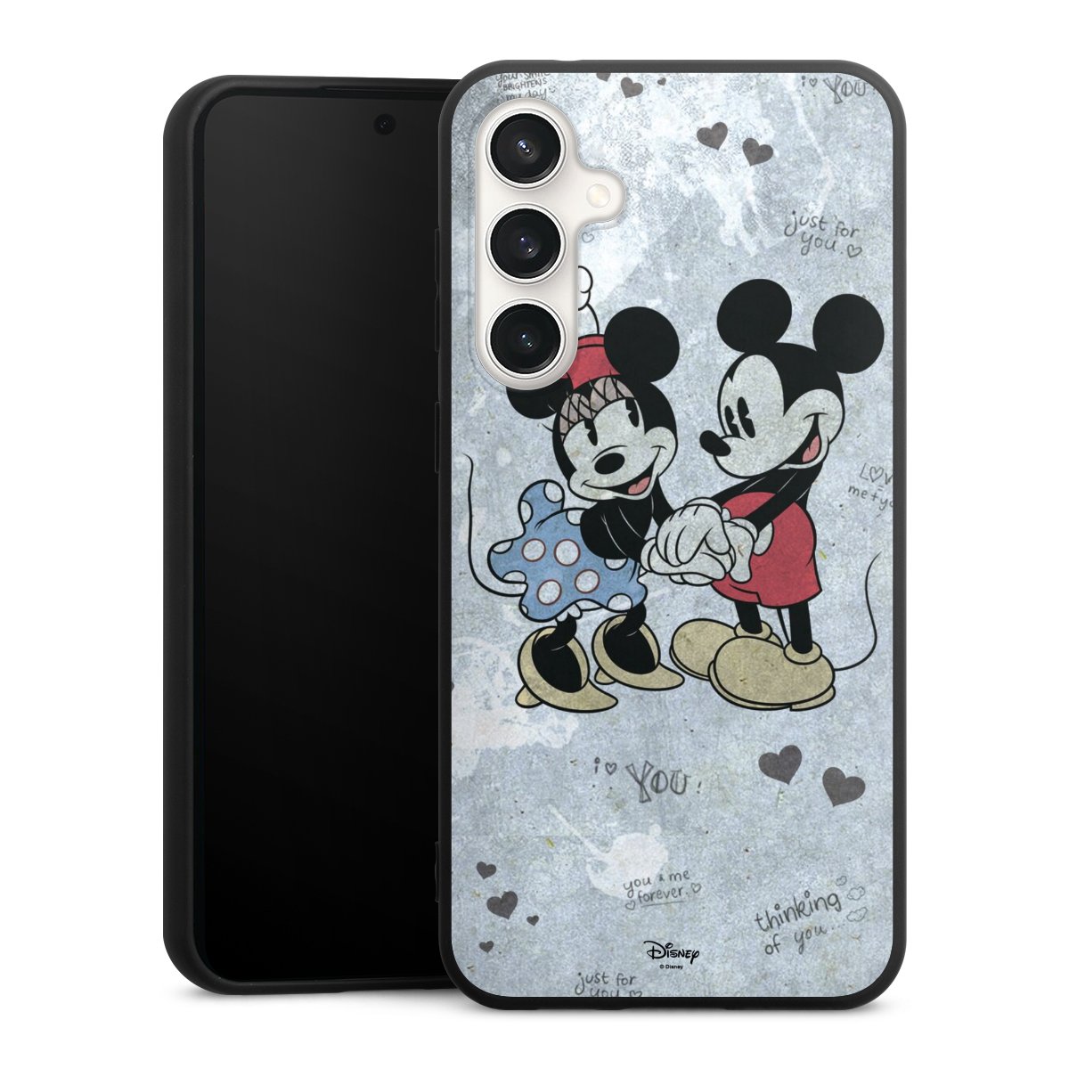 Galaxy S23 FE Handy Premium Silikon Hülle Handyhülle schwarz Case Mickey & Minnie Mouse Vintage Disney Silikon Premium Case