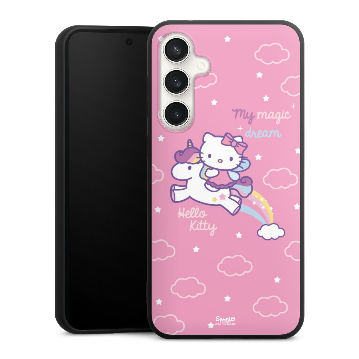 Galaxy S23 FE Handy Premium Silikon Hülle Handyhülle schwarz Case Einhorn Official Licensed Product Hello Kitty Silikon Premium Case