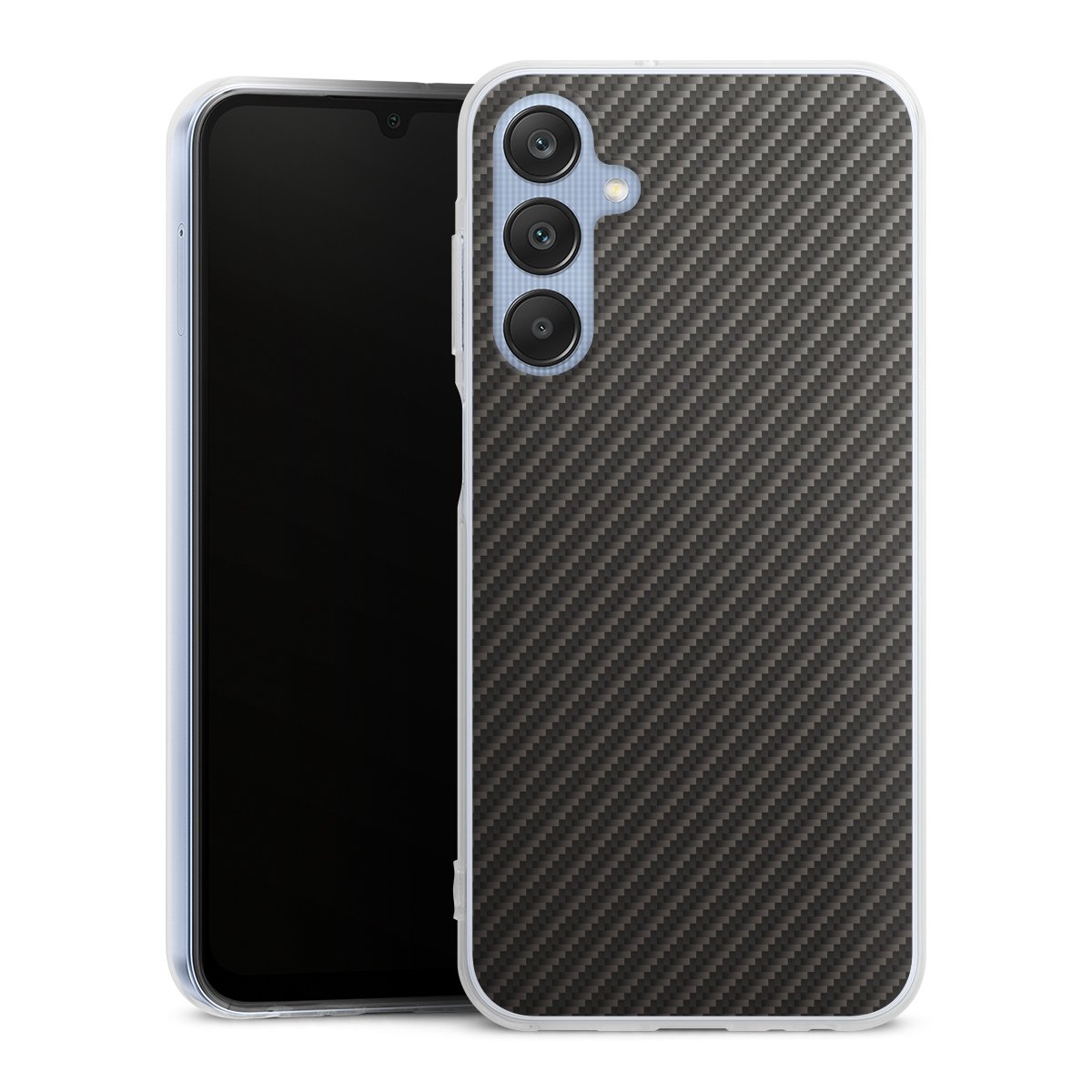 Galaxy A25 5G Handy Silikon Hülle Case transparent Handyhülle Metallic Look Carbon Muster Silikon Case