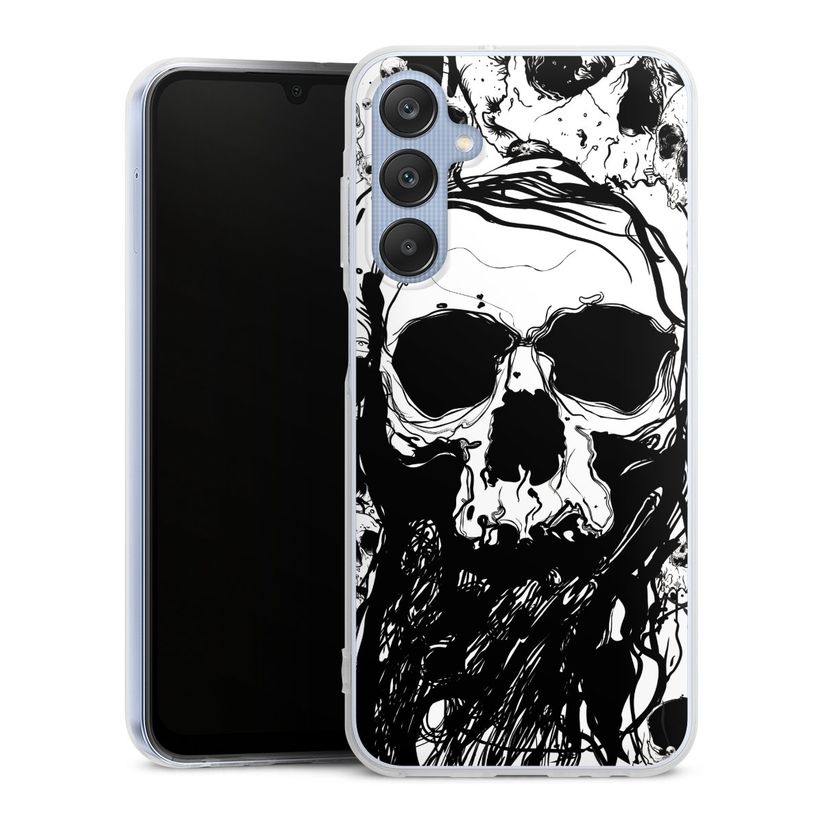 Galaxy A25 5G Handy Silikon Hülle Case transparent Handyhülle Totenkopf Halloween Silikon Case