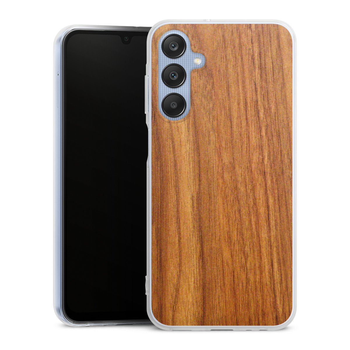 Galaxy A25 5G Handy Silikon Hülle Case transparent Handyhülle Wood Larch Wooden Look Silikon Case