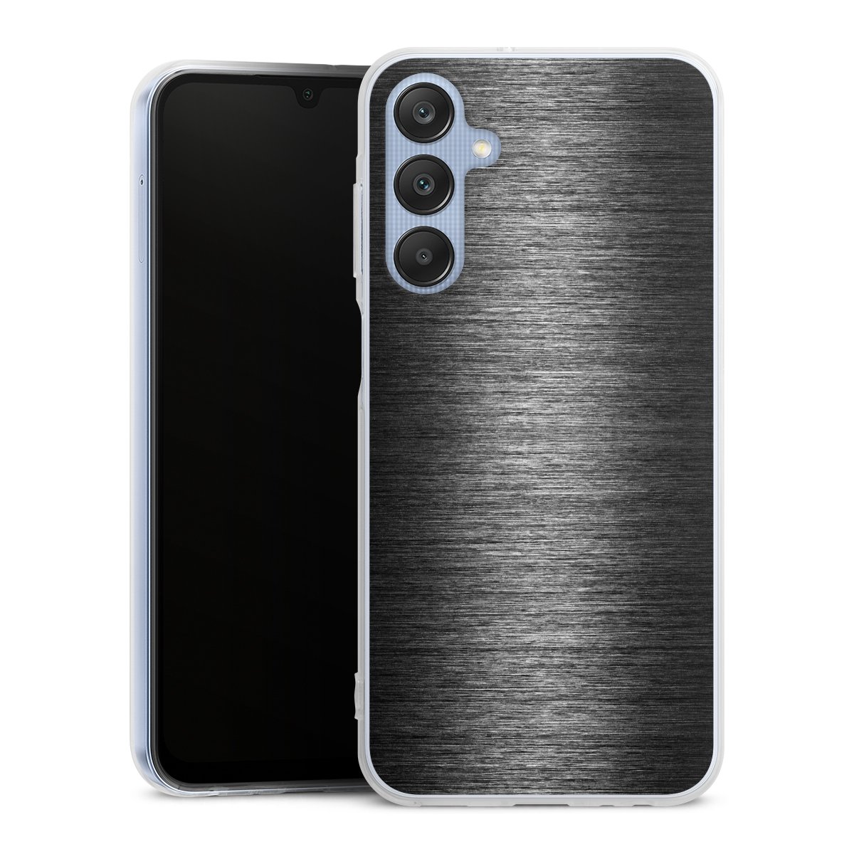 Galaxy A25 5G Handy Silikon Hülle Case transparent Handyhülle Metallic Look Anthracite Metal Silikon Case