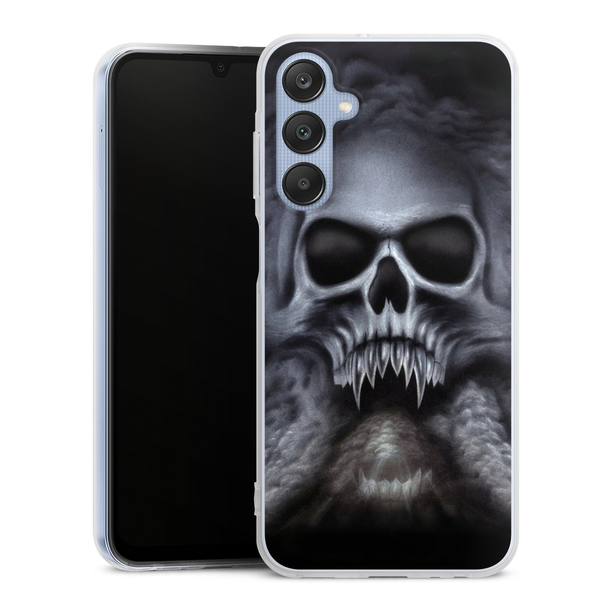 Galaxy A25 5G Handy Silikon Hülle Case transparent Handyhülle Totenkopf Skull Silikon Case