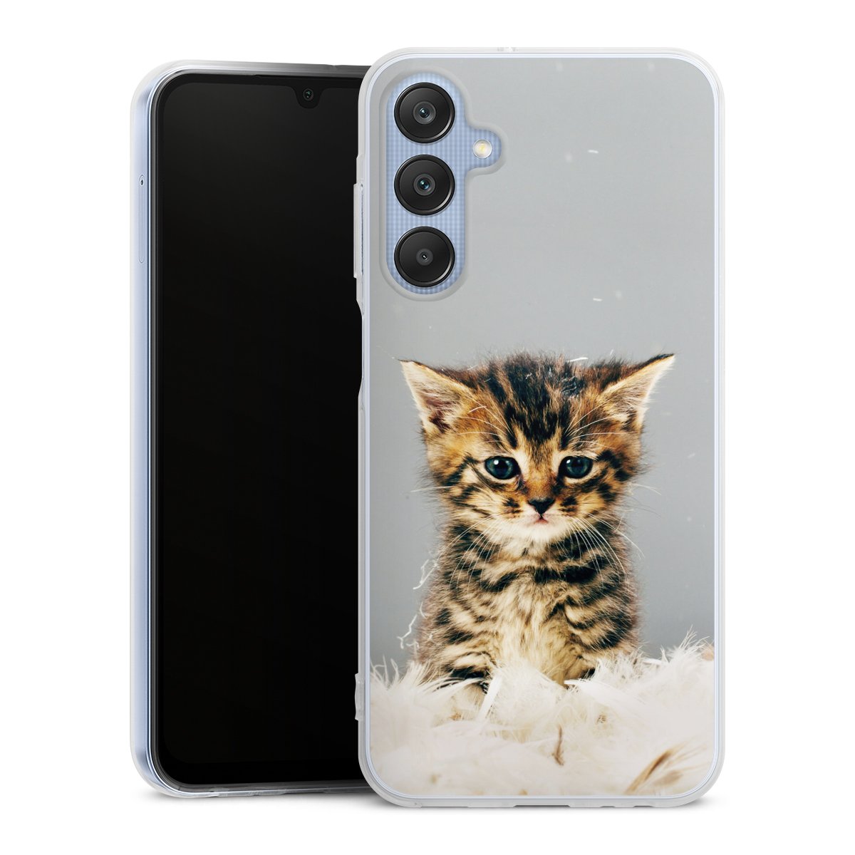 Galaxy A25 5G Handy Silikon Hülle Case transparent Handyhülle Cat Feather Pet Silikon Case