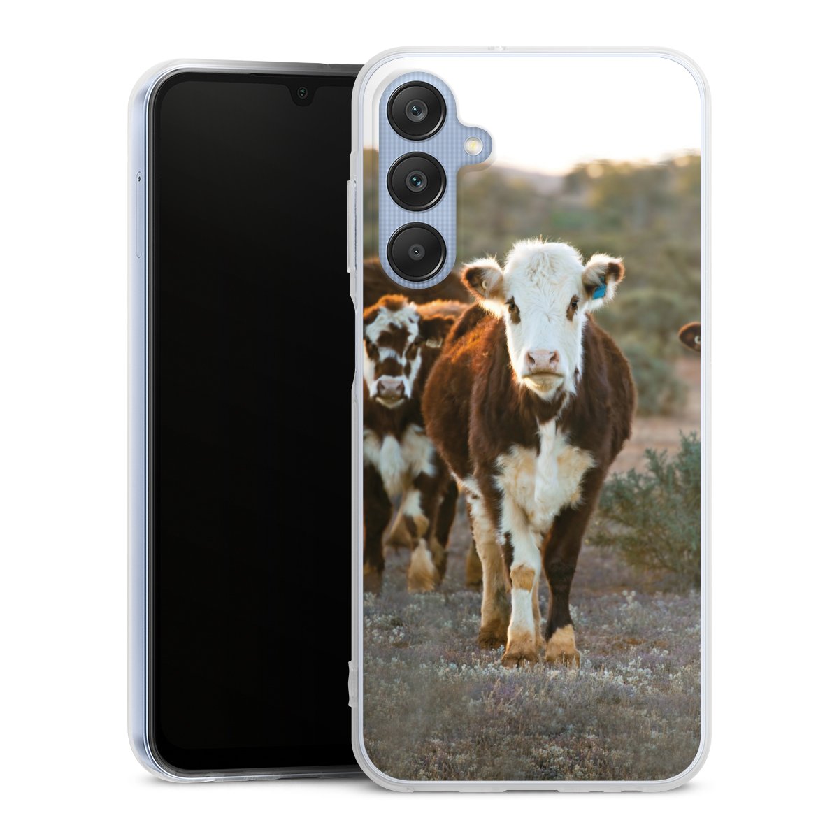 Galaxy A25 5G Handy Silikon Hülle Case transparent Handyhülle Cow Farmer Calf Silikon Case