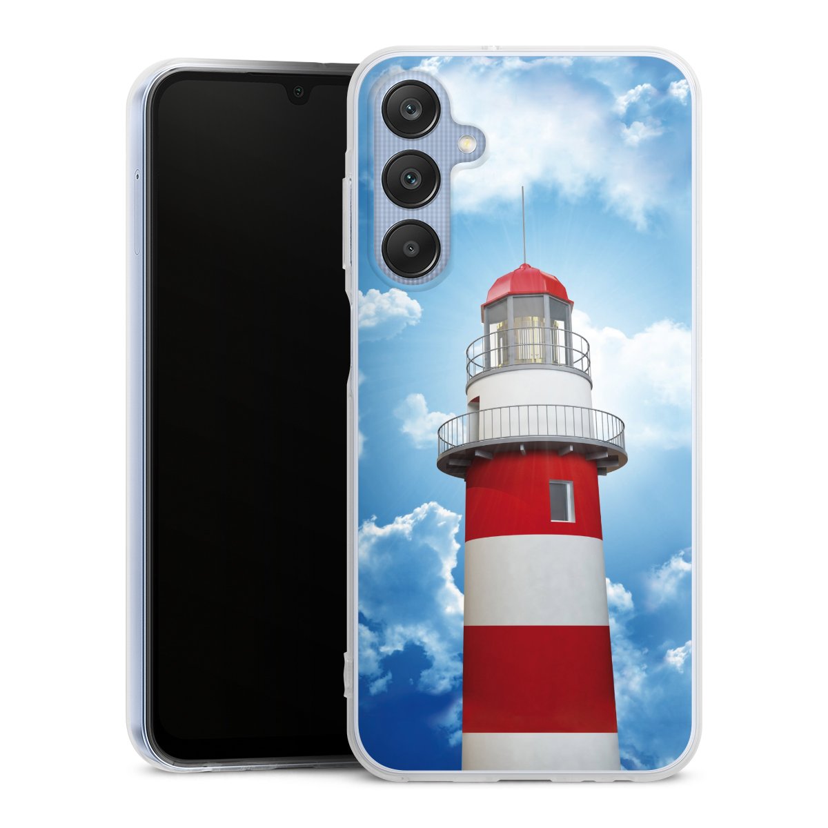 Galaxy A25 5G Handy Silikon Hülle Case transparent Handyhülle Lighthouse Sky Cloud Silikon Case