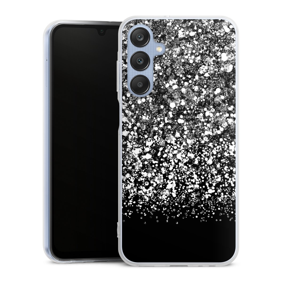 Galaxy A25 5G Handy Silikon Hülle Case transparent Handyhülle Glitzer Snowflake Muster Silikon Case