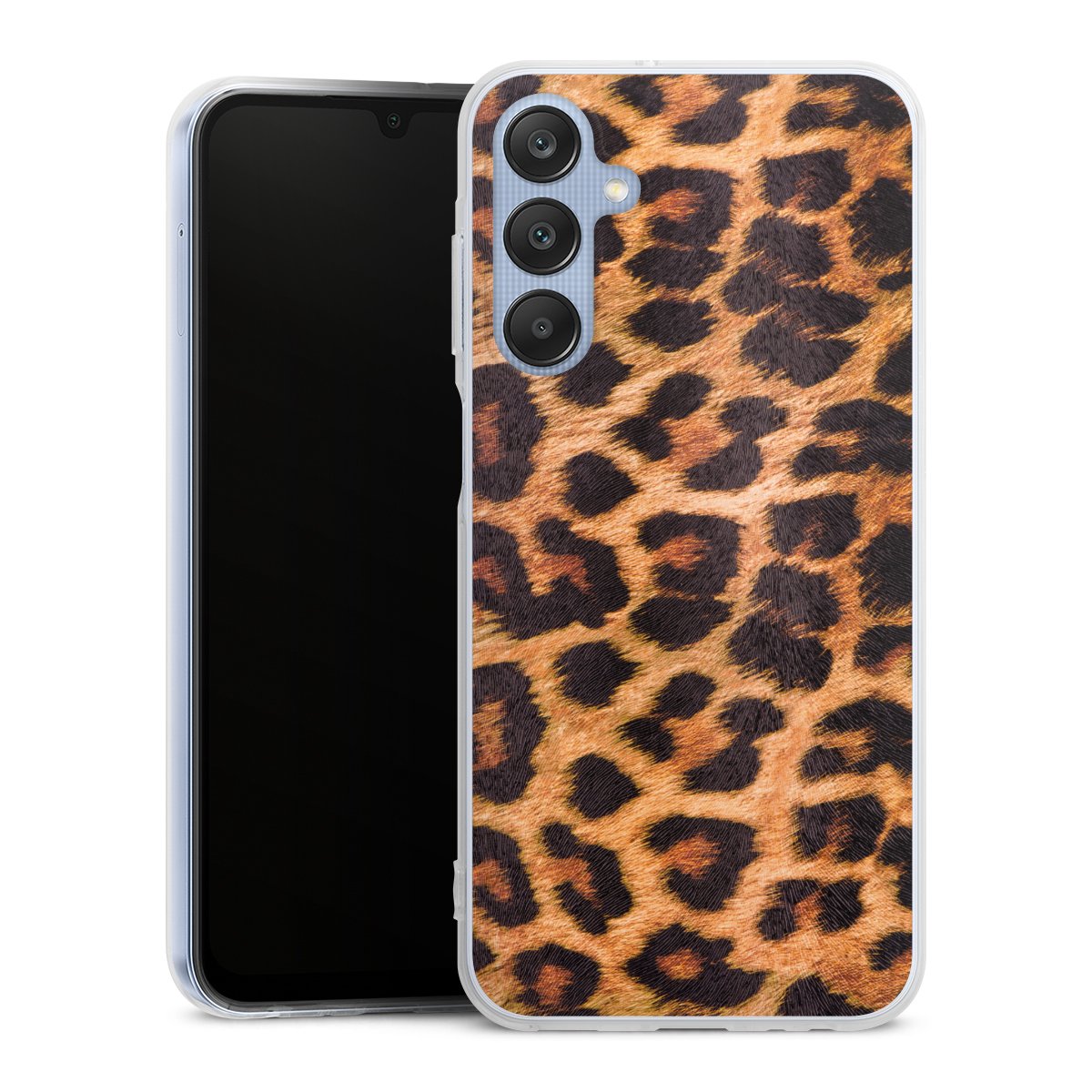 Galaxy A25 5G Handy Silikon Hülle Case transparent Handyhülle Animal Print Leopard Fur Silikon Case