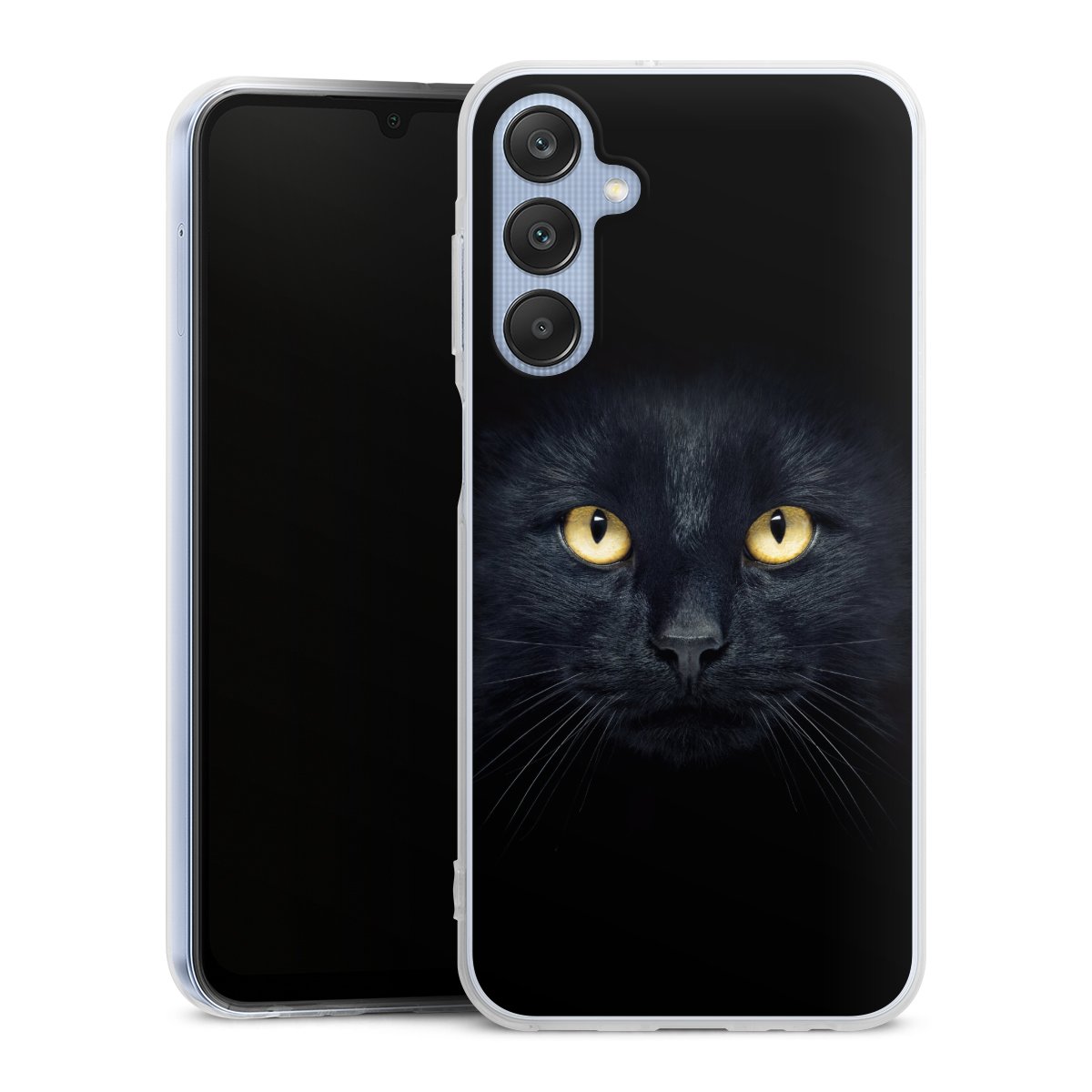 Galaxy A25 5G Handy Silikon Hülle Case transparent Handyhülle Eye Cat Black Silikon Case