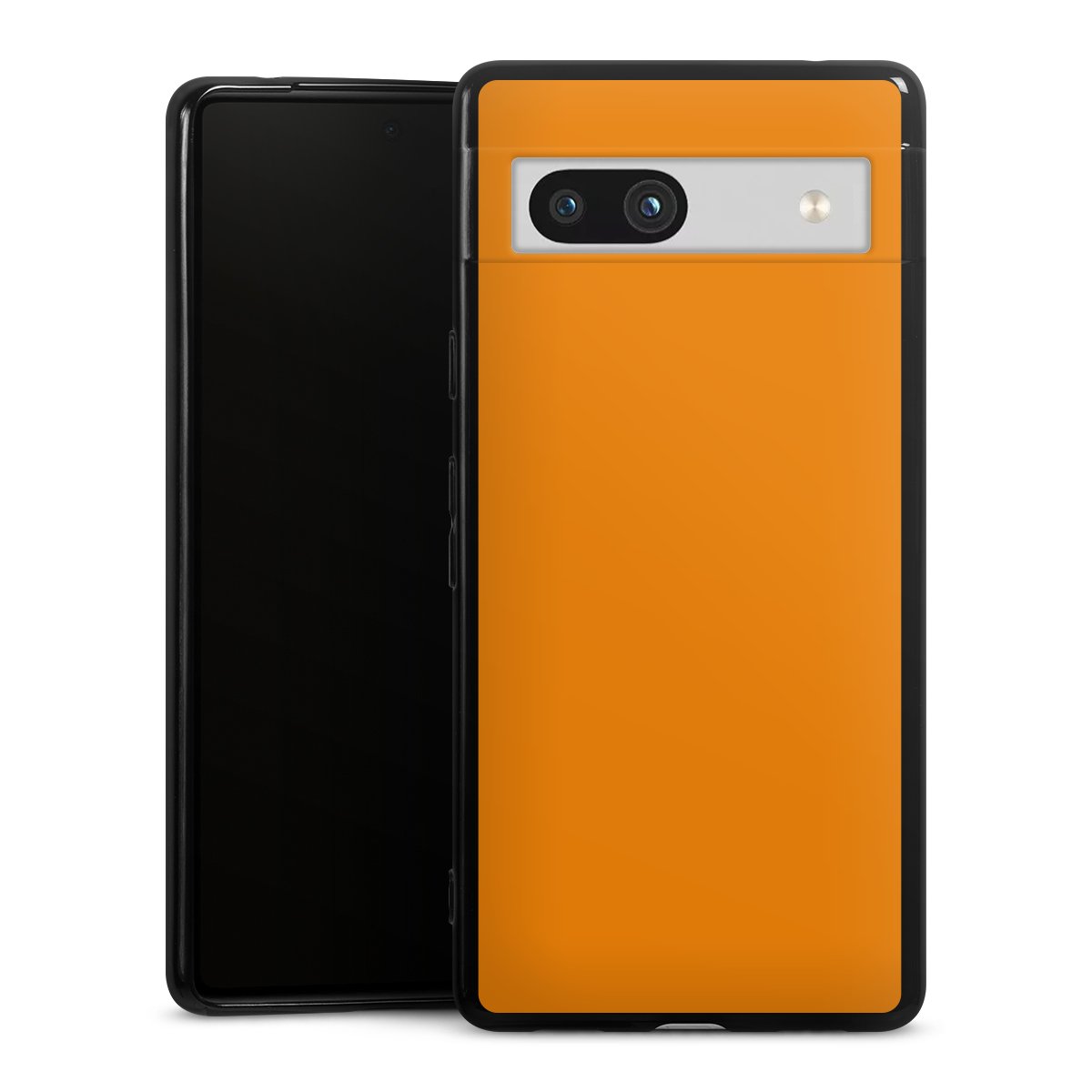 Google Pixel 7a Handy Silikon Hülle Case schwarz Handyhülle Unicoloured Colour Orange