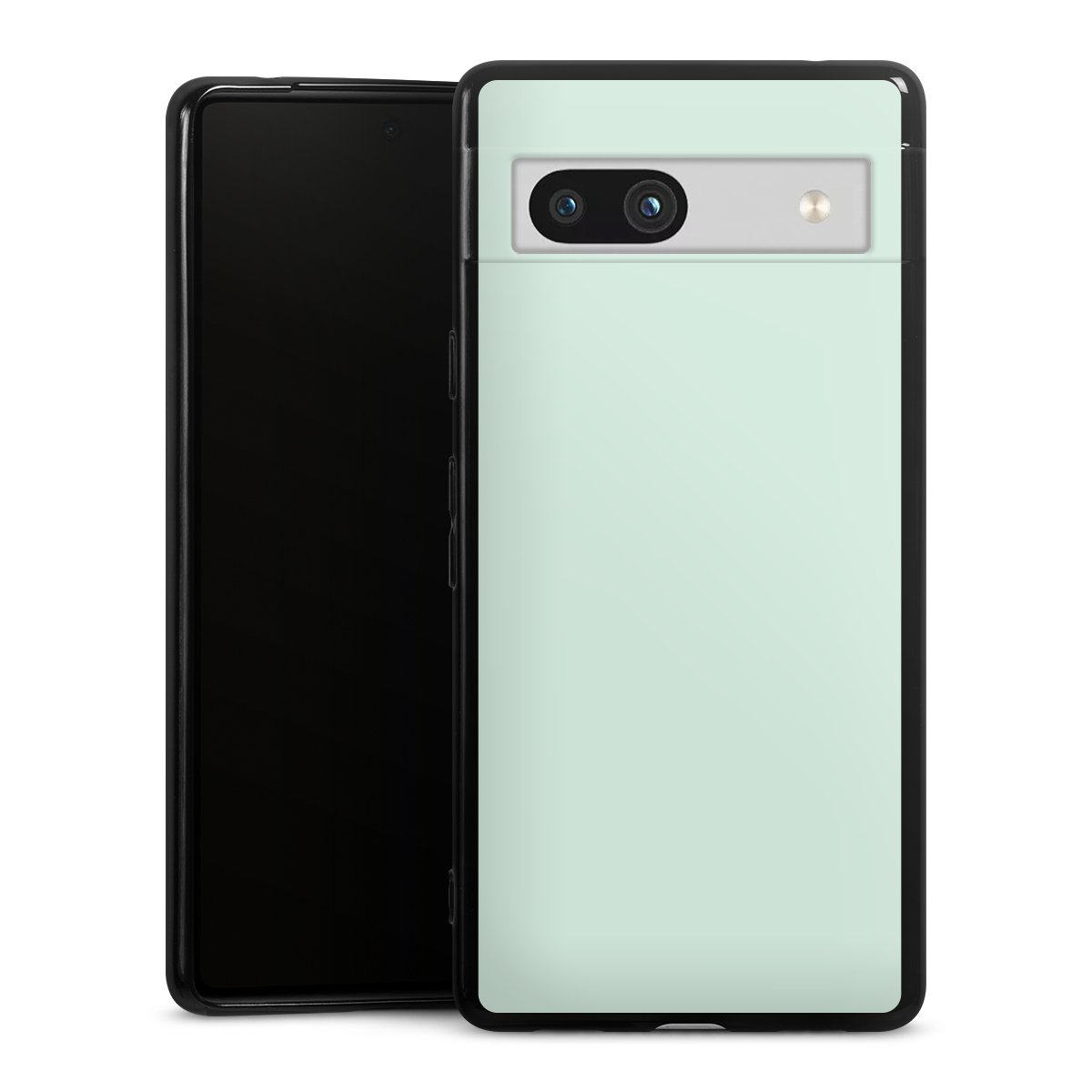 Google Pixel 7a Handy Silikon Hülle Case schwarz Handyhülle Green Unicoloured Mint