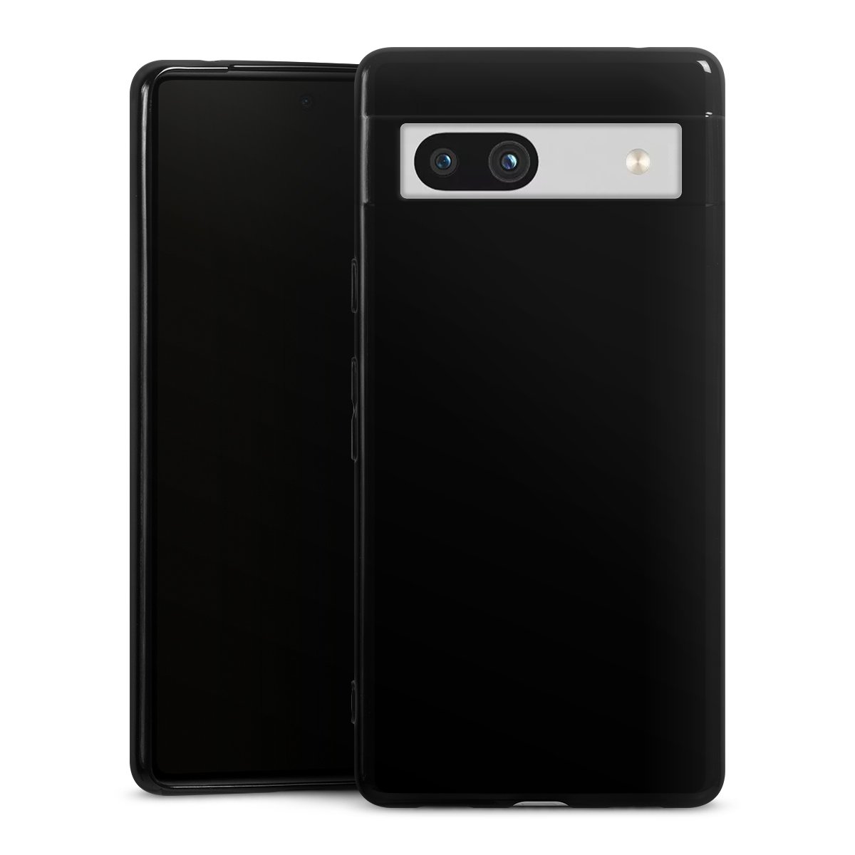 Google Pixel 7a Handy Silikon Hülle Case schwarz Handyhülle Black Colour Unicoloured