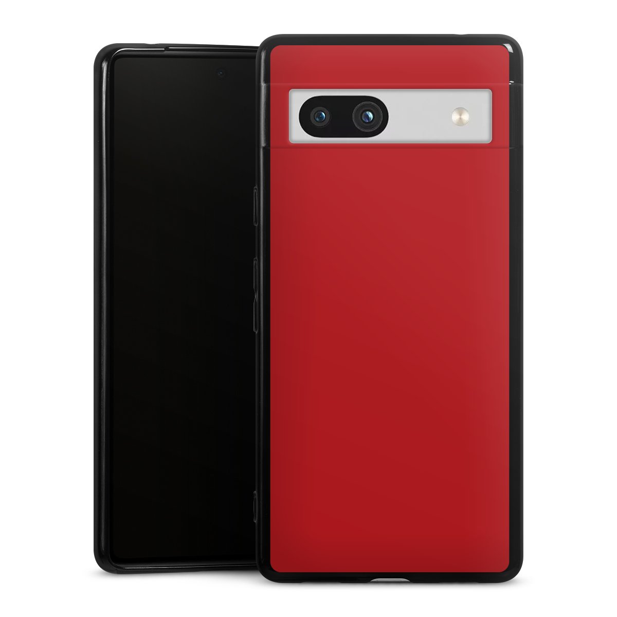 Google Pixel 7a Handy Silikon Hülle Case schwarz Handyhülle Colour Unicoloured Red