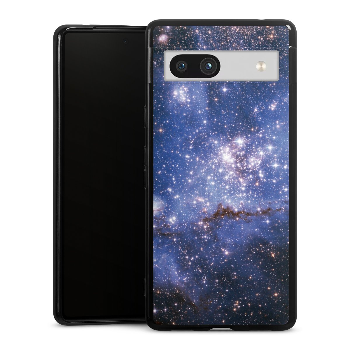 Google Pixel 7a Handy Silikon Hülle Case schwarz Handyhülle Weltall Galaxy Weltraum