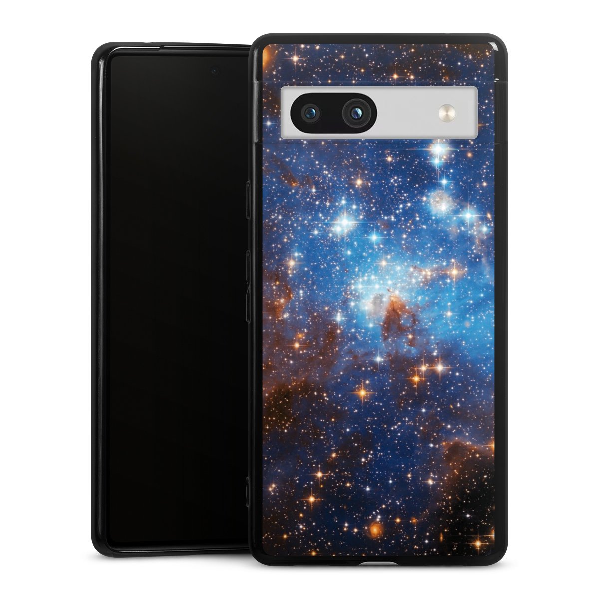 Google Pixel 7a Handy Silikon Hülle Case schwarz Handyhülle Star Weltall Galaxy