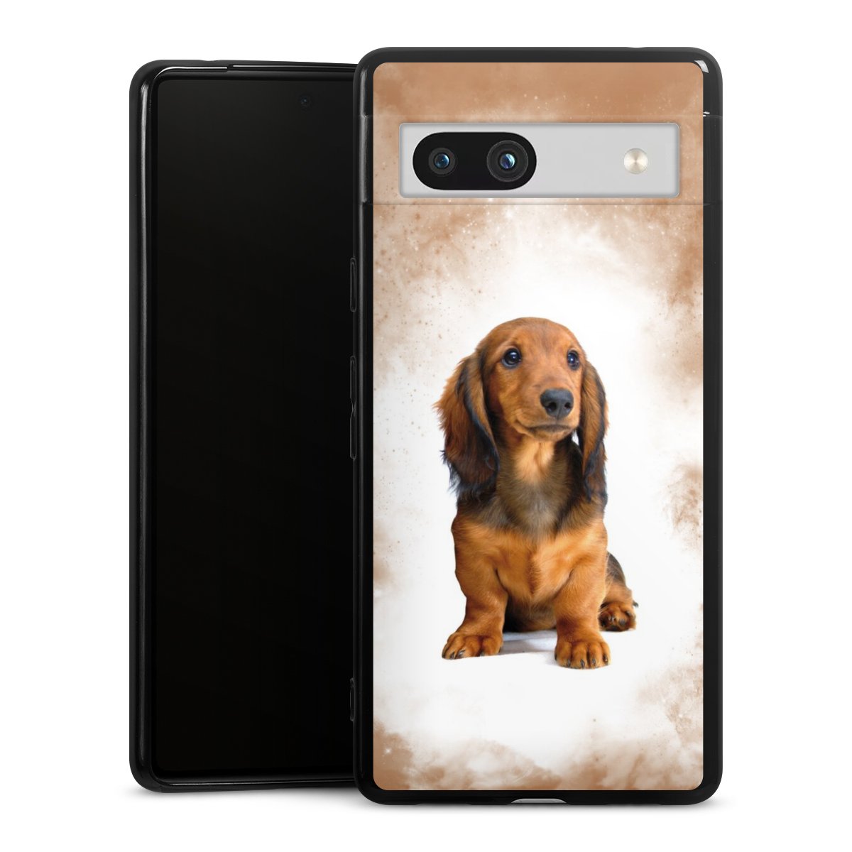 Google Pixel 7a Handy Silikon Hülle Case schwarz Handyhülle Dog Pet Dachshund