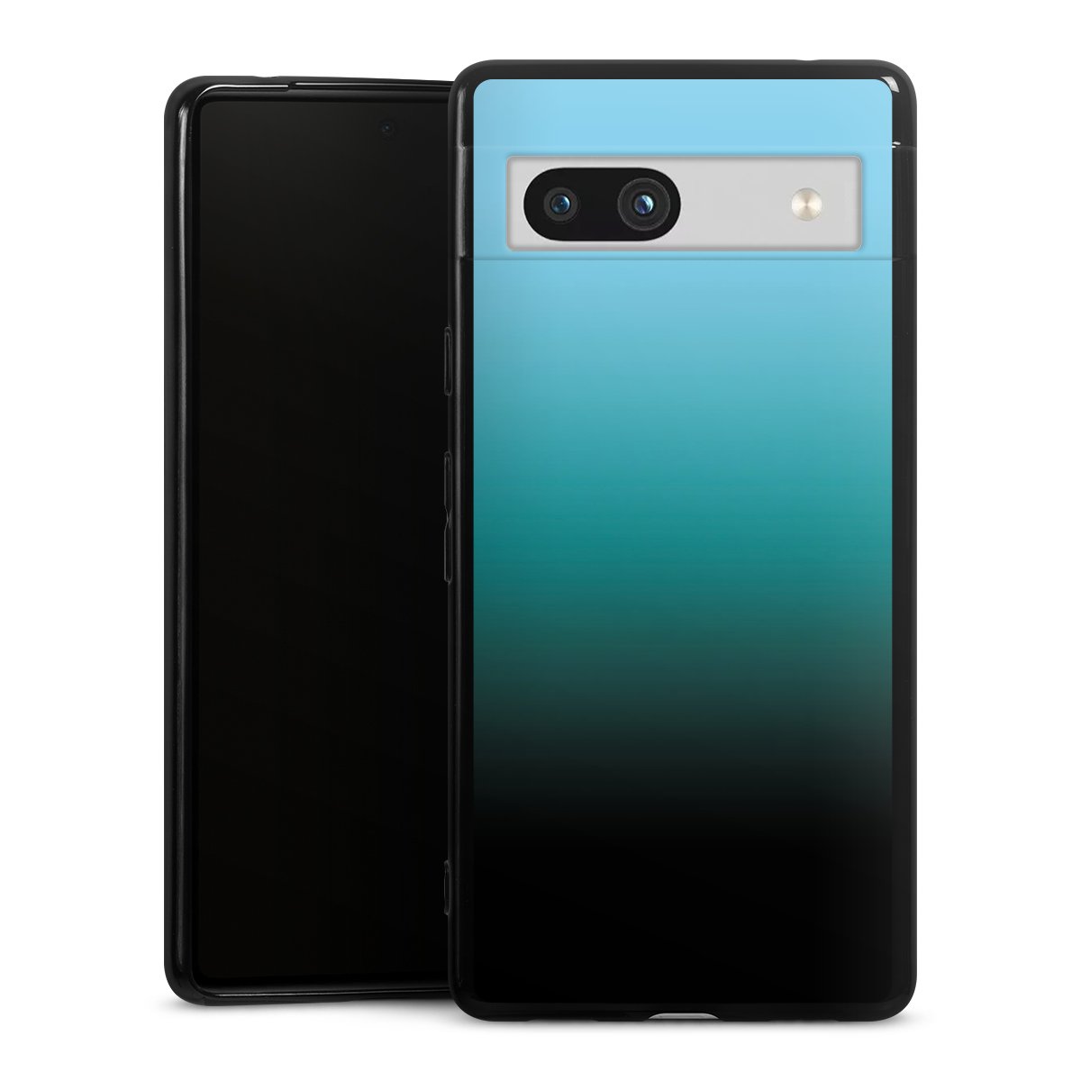 Google Pixel 7a Handy Silikon Hülle Case schwarz Handyhülle Ombre Two-Tone Black