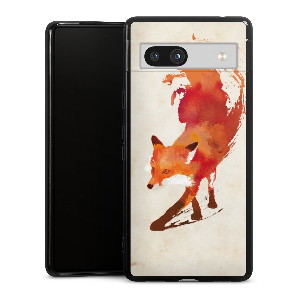 Google Pixel 7a Handy Silikon Hülle Case schwarz Handyhülle Fox Graphic