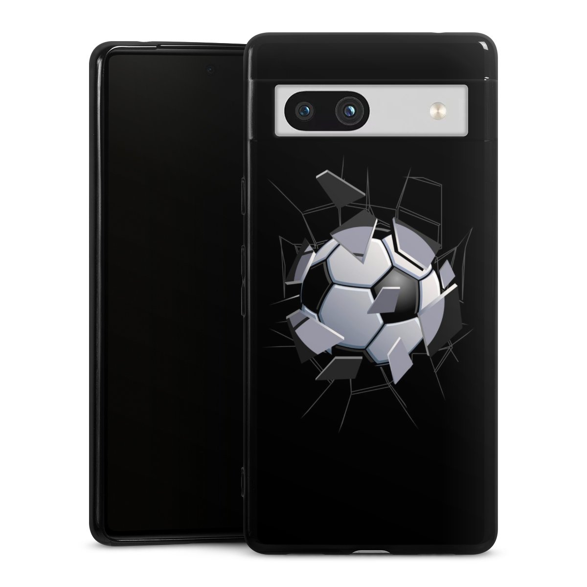 Google Pixel 7a Handy Silikon Hülle Case schwarz Handyhülle Sports Soccer Mosaic