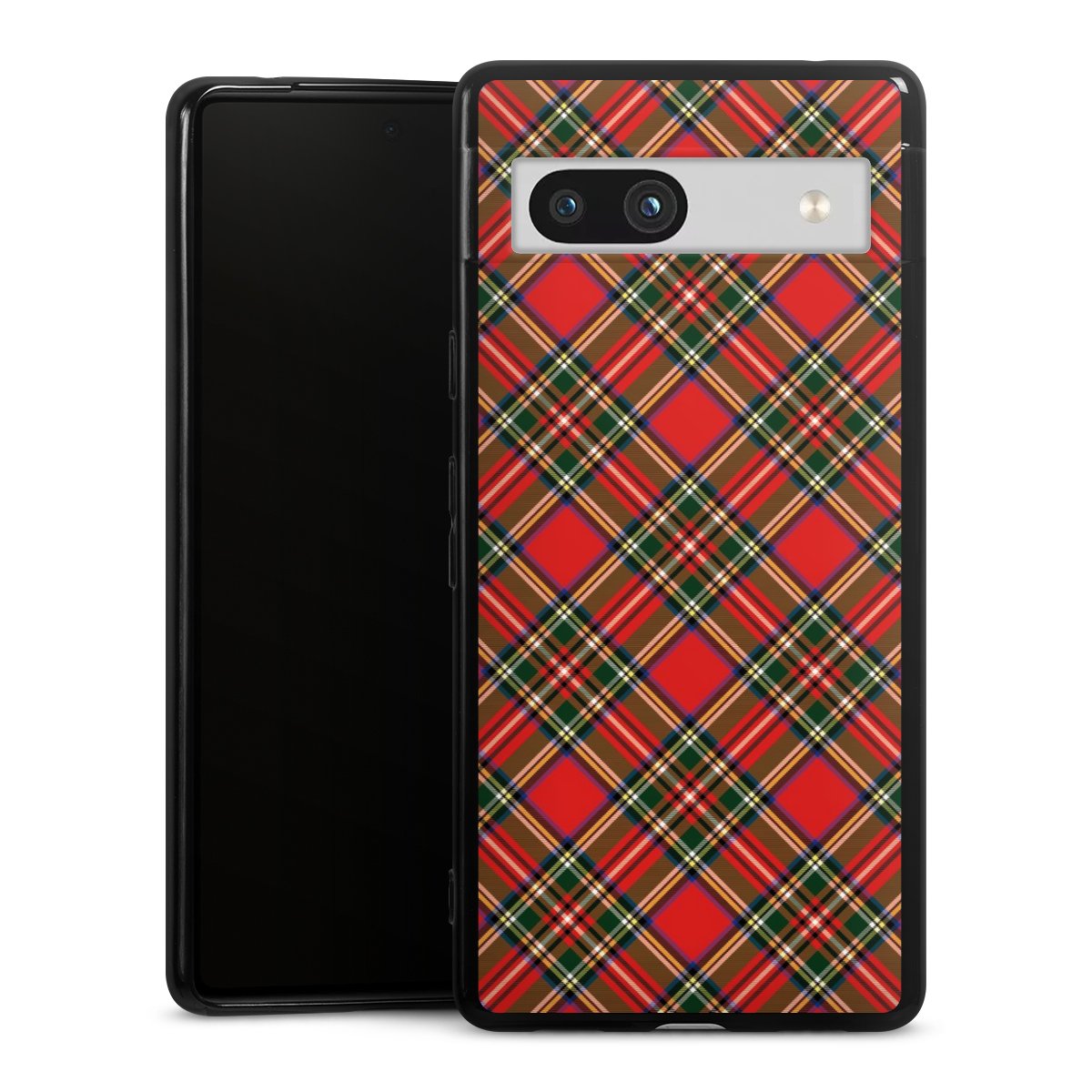 Google Pixel 7a Handy Silikon Hülle Case schwarz Handyhülle Scotland Scotsman Muster