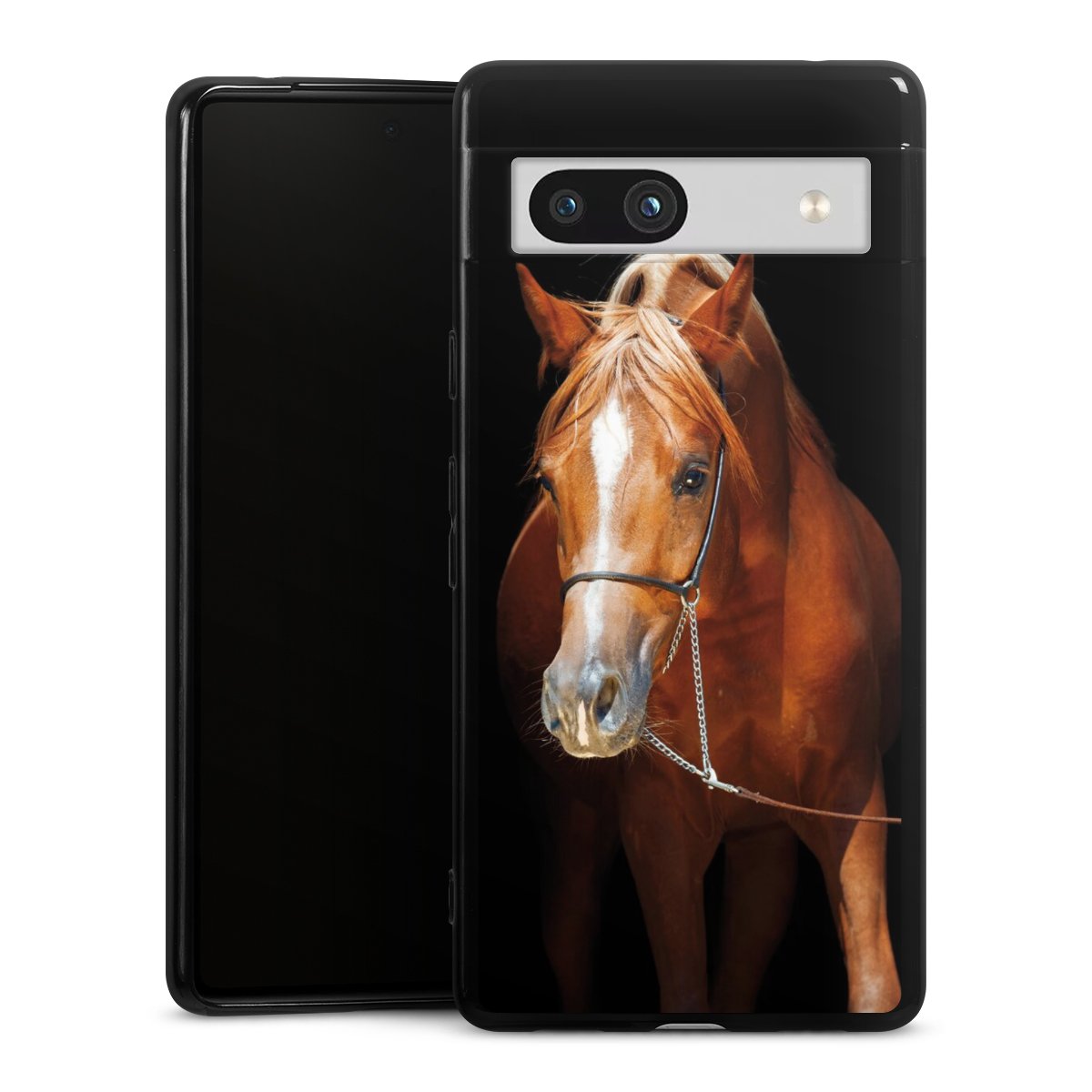 Google Pixel 7a Handy Silikon Hülle Case schwarz Handyhülle Mare Horse Hobby