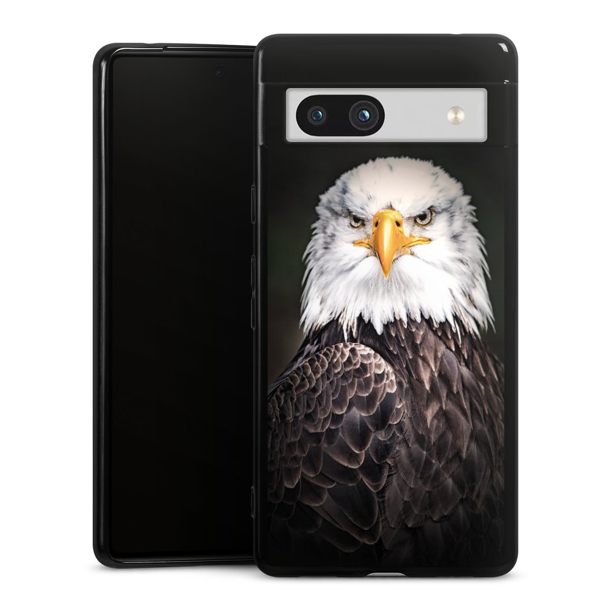 Google Pixel 7a Handy Silikon Hülle Case schwarz Handyhülle Eagle Bird