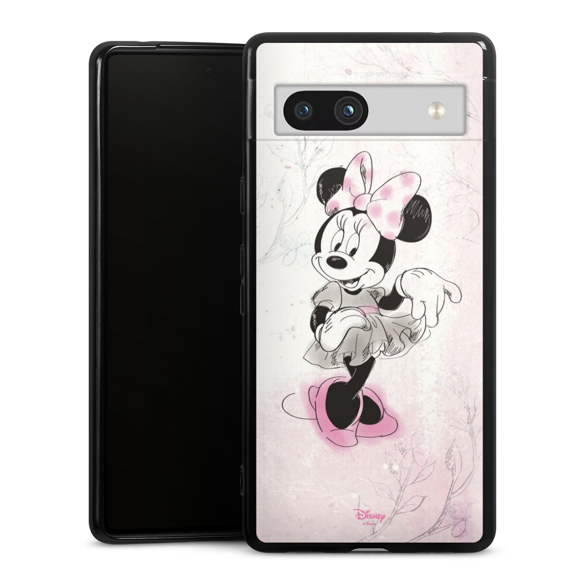 Google Pixel 7a Handy Silikon Hülle Case schwarz Handyhülle Disney Minnie Mouse Vintage