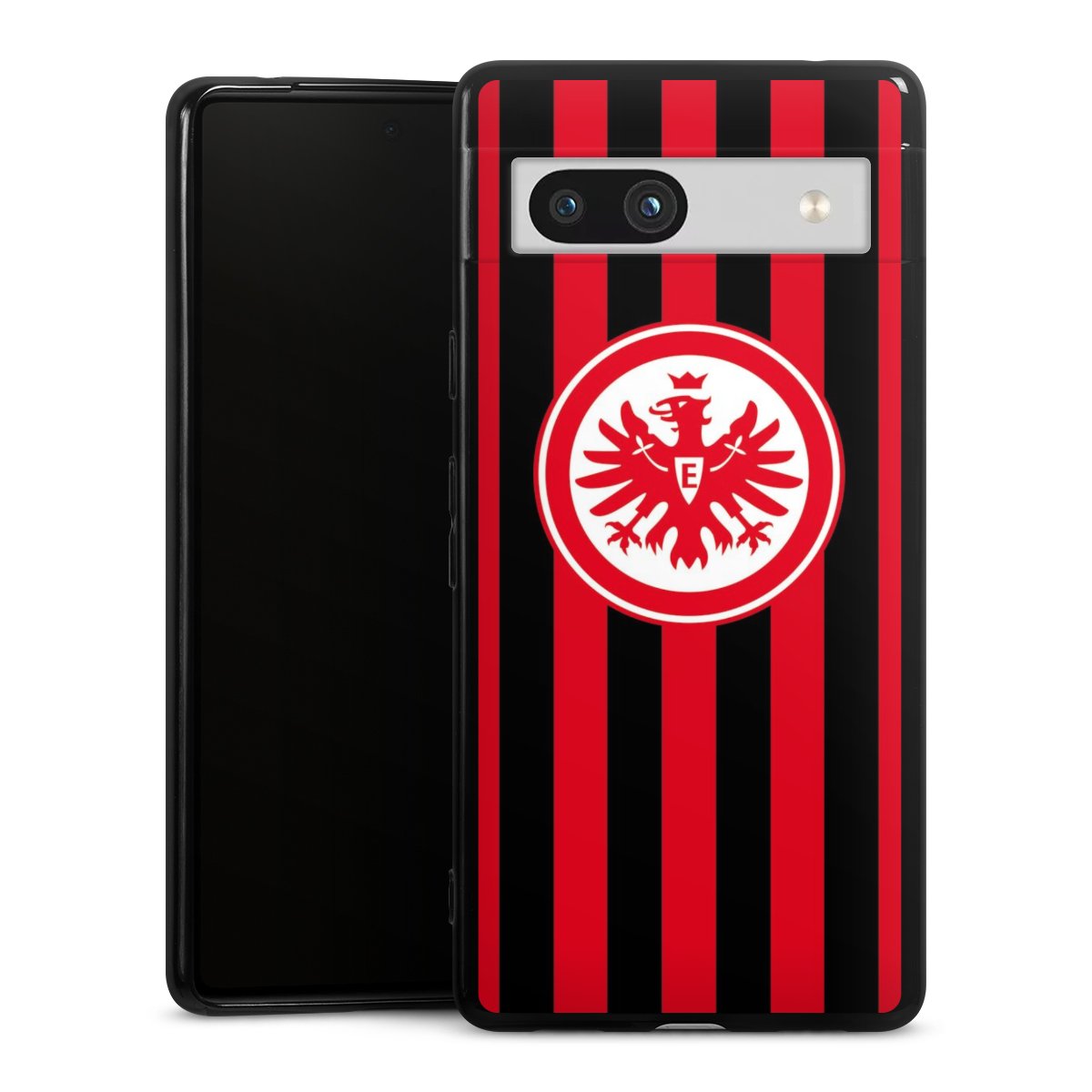 Google Pixel 7a Handy Silikon Hülle Case schwarz Handyhülle Stripes Sge Eintracht Frankfurt