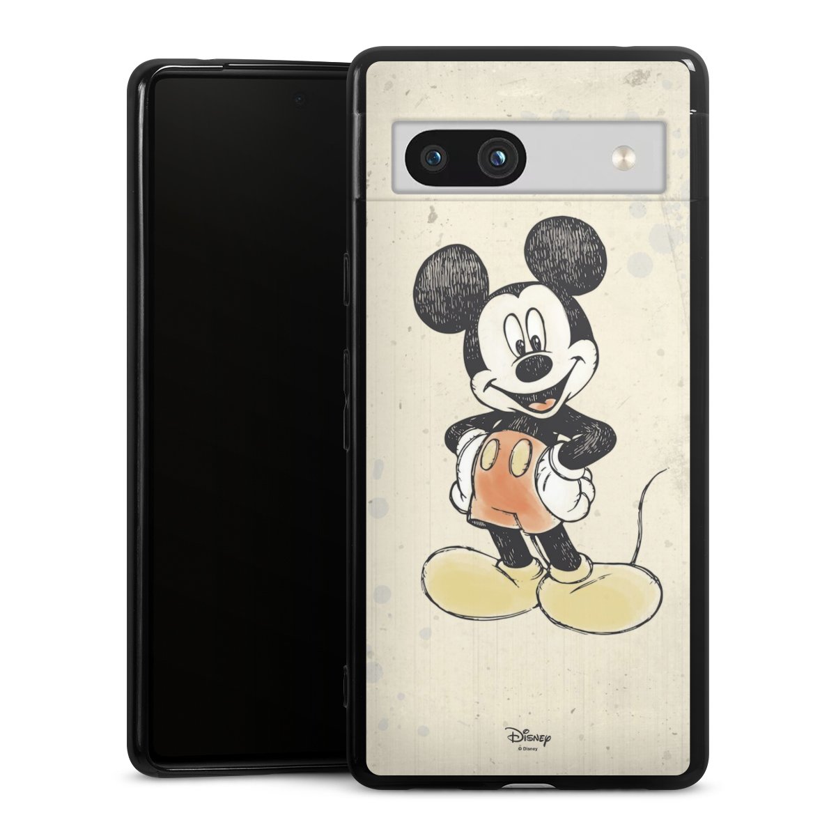 Google Pixel 7a Handy Silikon Hülle Case schwarz Handyhülle Water Colour Mickey & Minnie Mouse Official Licensed Product