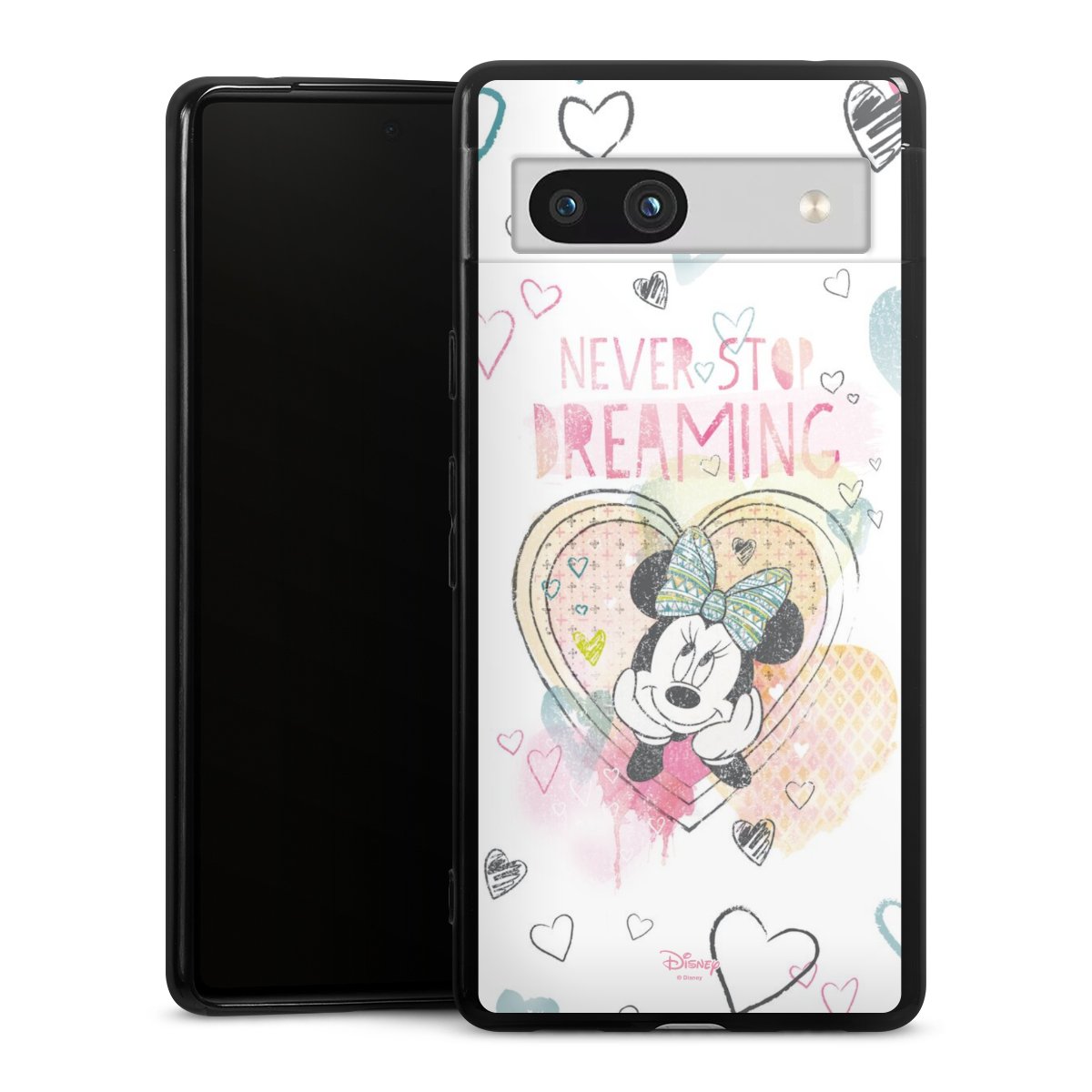 Google Pixel 7a Handy Silikon Hülle Case schwarz Handyhülle Disney Official Licensed Product Minnie Mouse