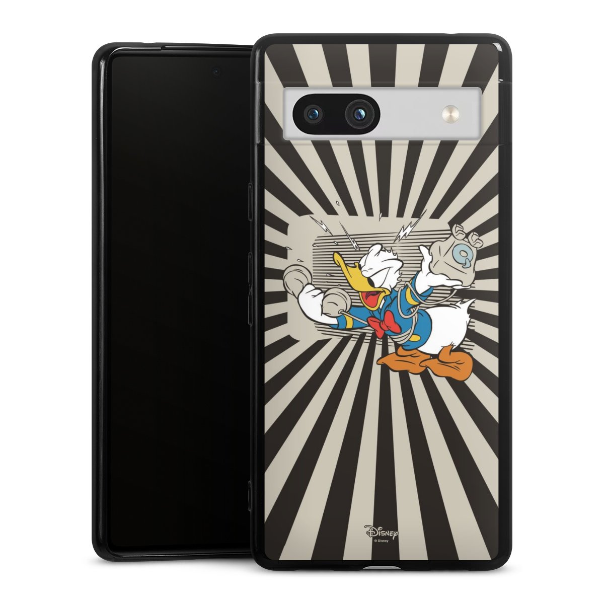 Google Pixel 7a Handy Silikon Hülle Case schwarz Handyhülle Donald Duck Disney Official Licensed Product