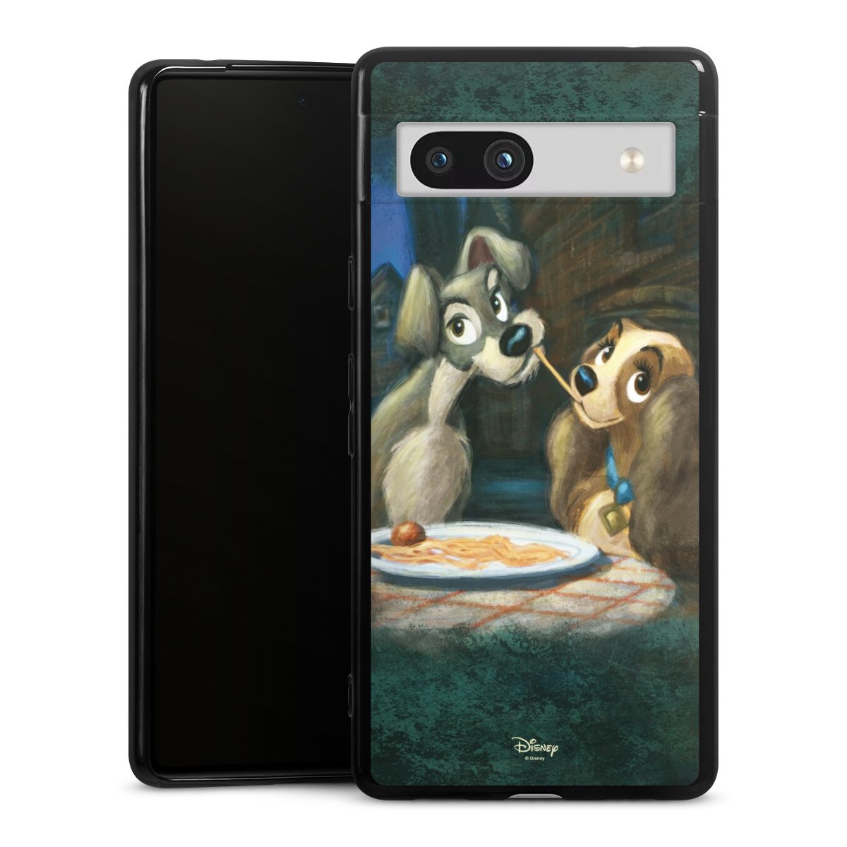 Google Pixel 7a Handy Silikon Hülle Case schwarz Handyhülle Lady And The Tramp Official Licensed Product Disney