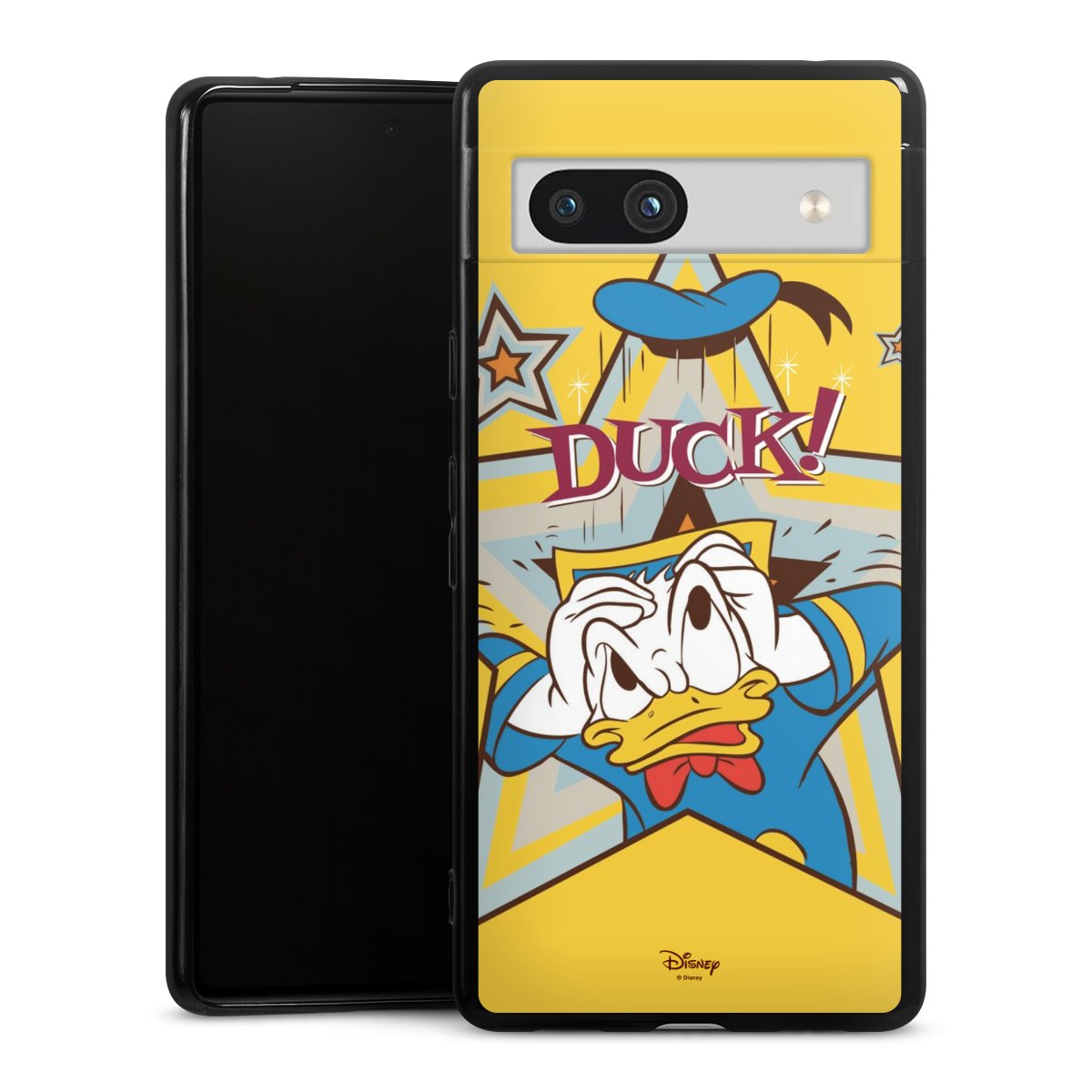 Google Pixel 7a Handy Silikon Hülle Case schwarz Handyhülle Official Licensed Product Donald Duck Disney