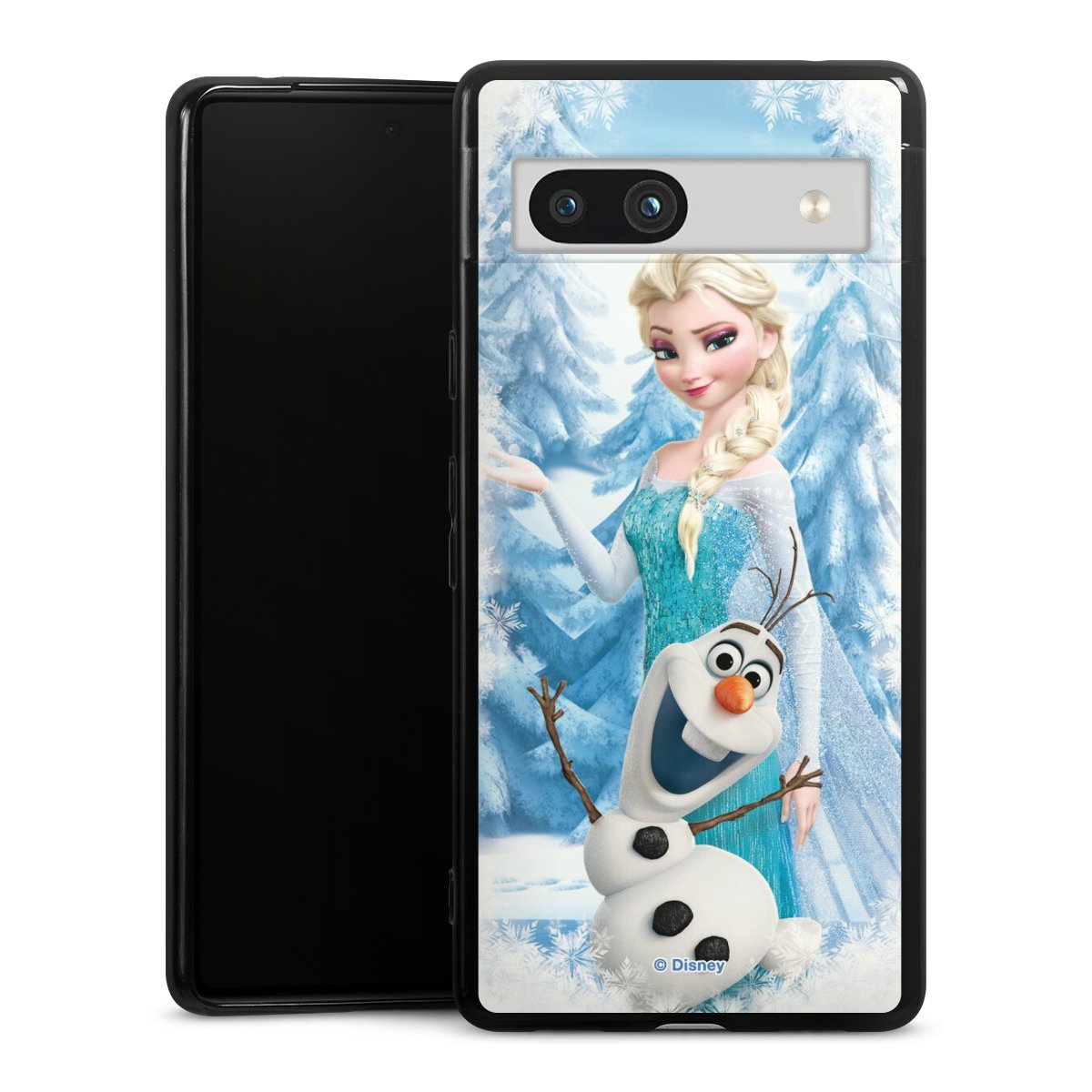 Google Pixel 7a Handy Silikon Hülle Case schwarz Handyhülle Official Licensed Product Frozen Elsa Disney