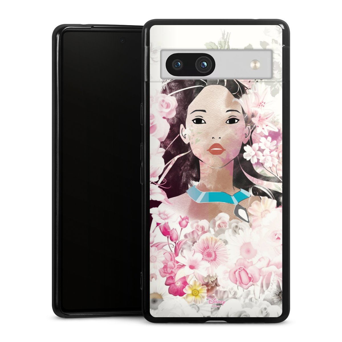 Google Pixel 7a Handy Silikon Hülle Case schwarz Handyhülle Pocahontas Official Licensed Product Disney