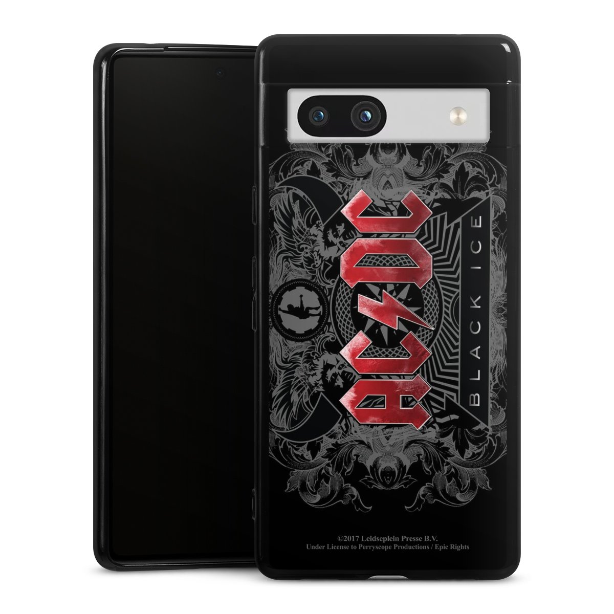 Google Pixel 7a Handy Silikon Hülle Case schwarz Handyhülle Merchandise Black Ice Acdc