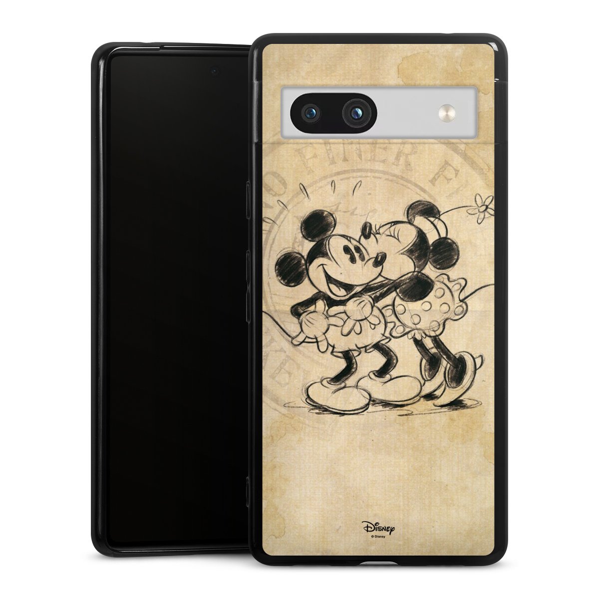 Google Pixel 7a Handy Silikon Hülle Case schwarz Handyhülle Mickey Mouse Vintage Minnie Mouse