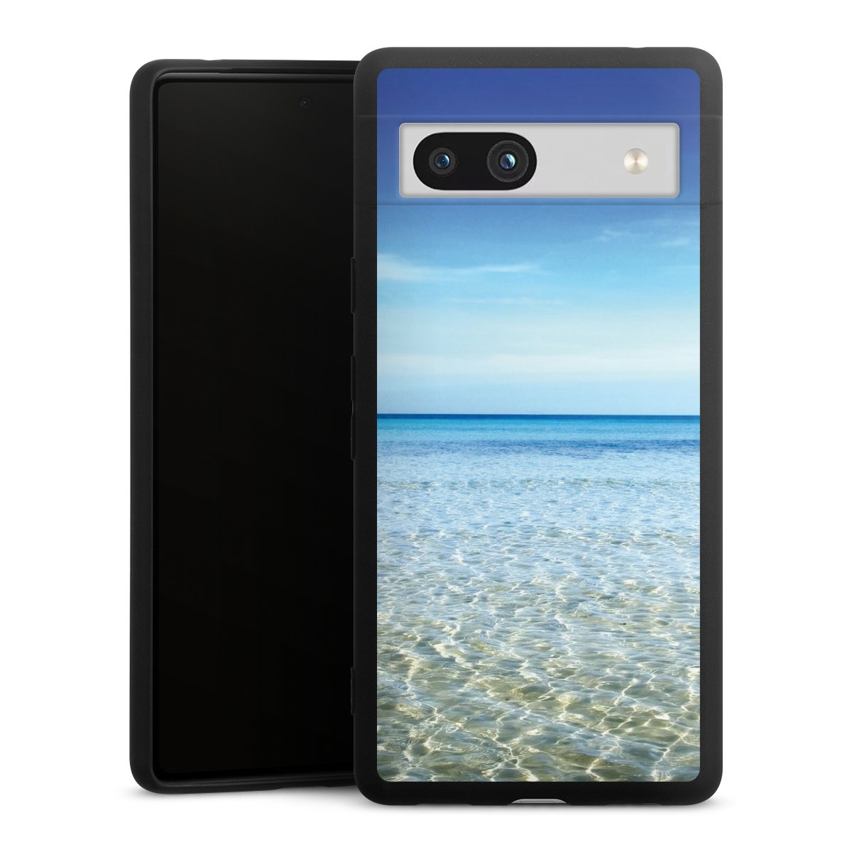 Google Pixel 7a Handy Premium Silikon Hülle Handyhülle schwarz Case Urlaub Sky Ocean Silikon Premium Case