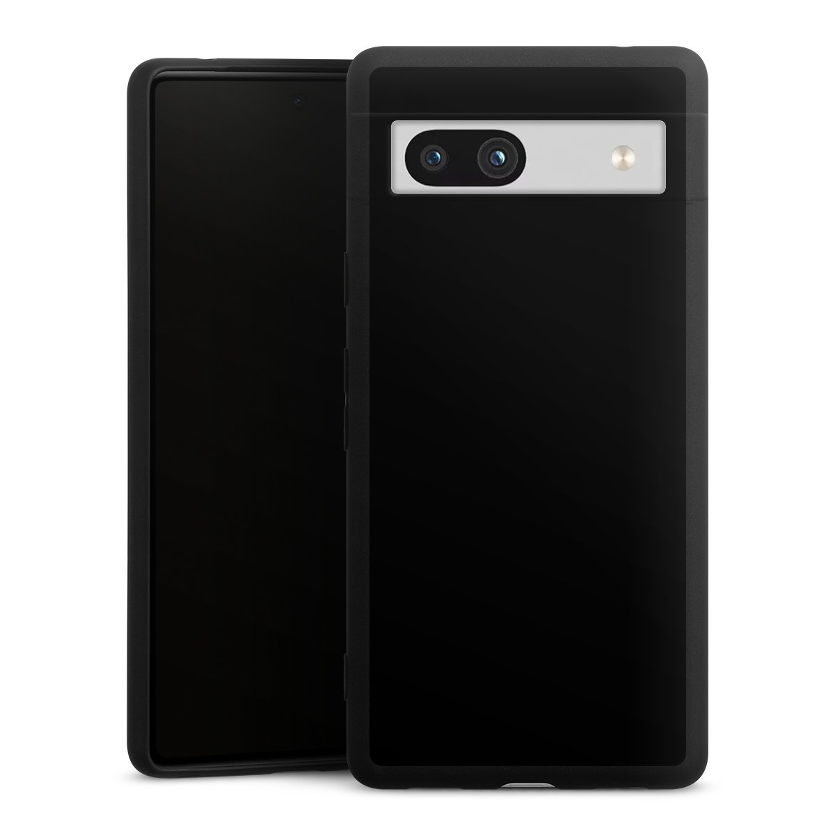 Google Pixel 7a Handy Premium Silikon Hülle Handyhülle schwarz Case Black Colour Unicoloured Silikon Premium Case