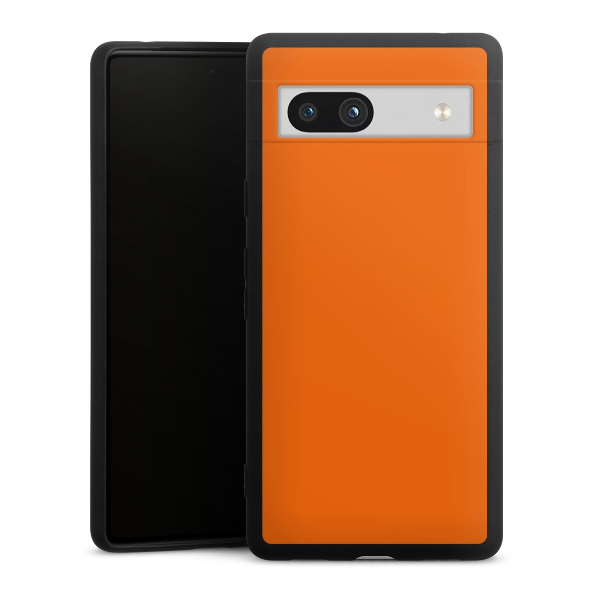 Google Pixel 7a Handy Premium Silikon Hülle Handyhülle schwarz Case Orange Colour Unicoloured Silikon Premium Case