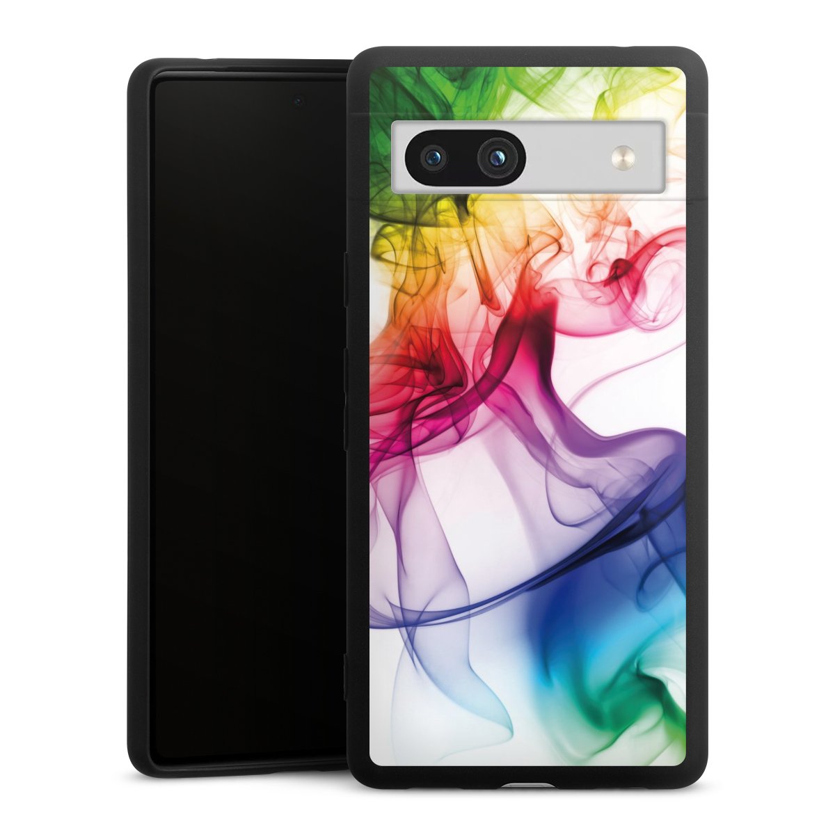 Google Pixel 7a Handy Premium Silikon Hülle Handyhülle schwarz Case Water Colour Rainbow Silikon Premium Case