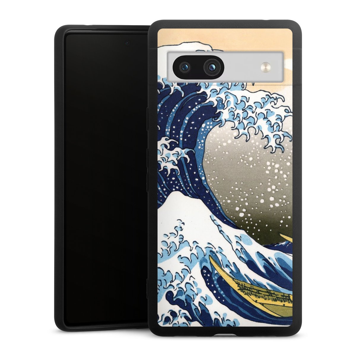 Google Pixel 7a Handy Premium Silikon Hülle Handyhülle schwarz Case Kunst Katsushika Hokusai Die Große Welle Vor Kanagawa Silikon Premium Case