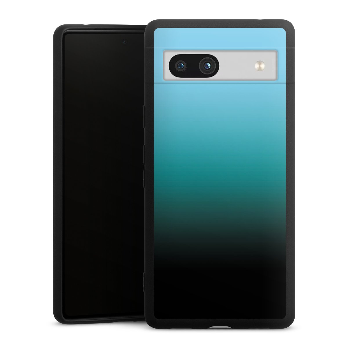 Google Pixel 7a Handy Premium Silikon Hülle Handyhülle schwarz Case Ombre Two-Tone Black Silikon Premium Case